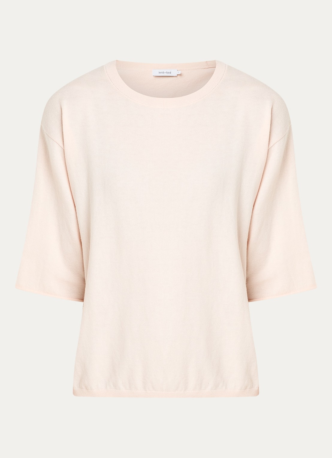 Knit-ted Merle fijngebreid T-shirt  - voorkant 2 lichtroze