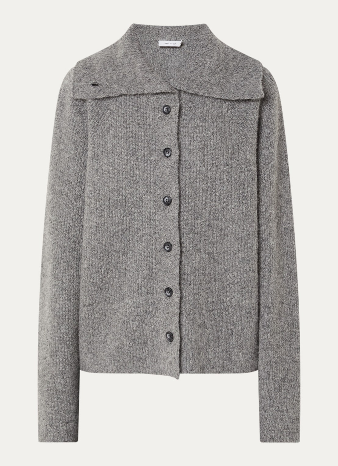 Knit-ted Milo grofgebreid vest met opstaande kraag - voorkant donkergrijs