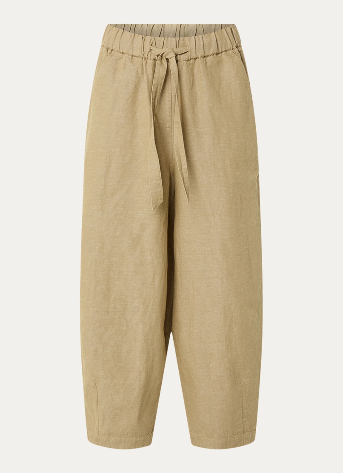 Knit-ted Mona high waist tapered fit broek met steekzakken - voorkant khaki