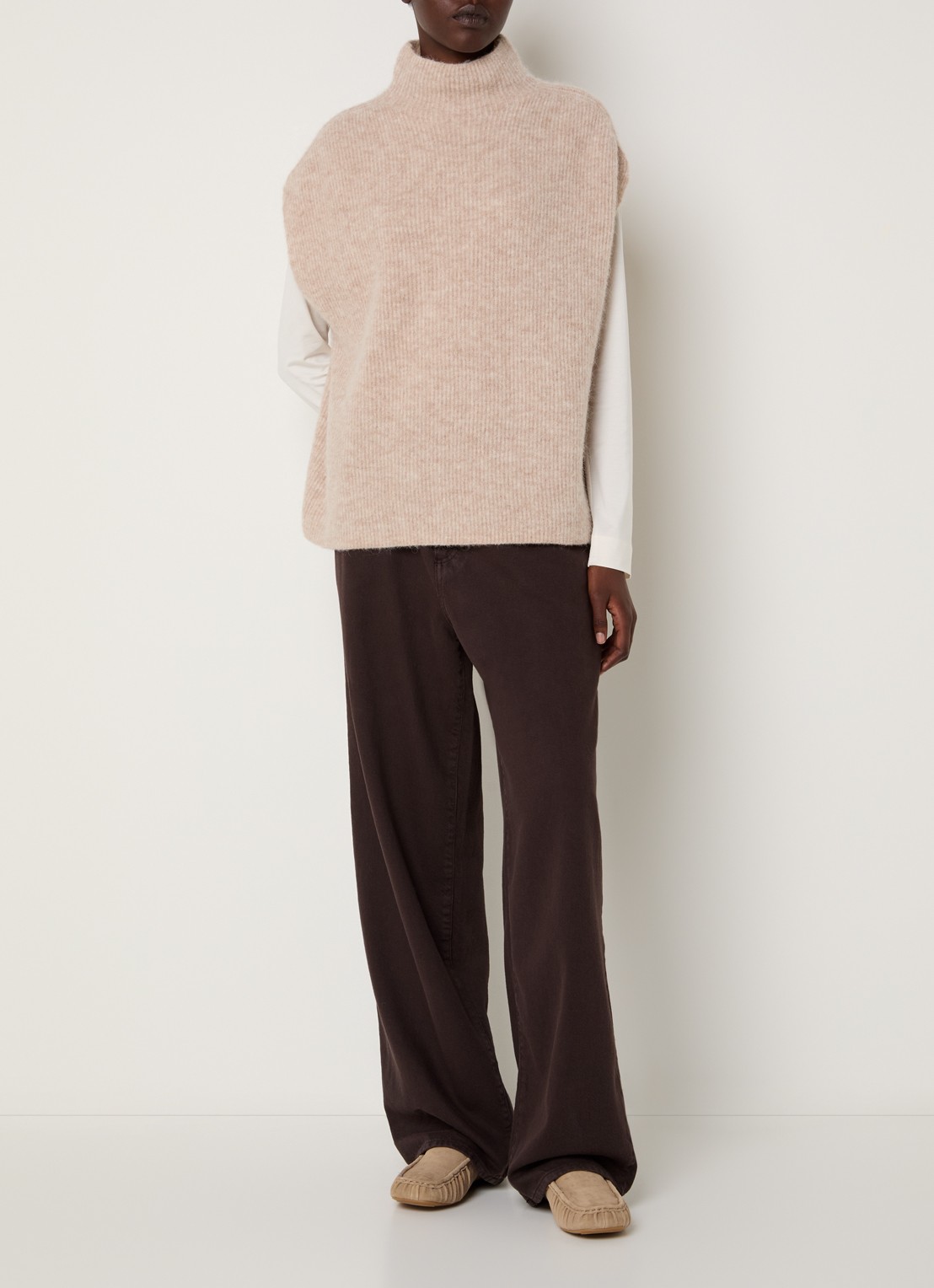 Knit-ted Rave spencer met opstaande kraag - voorkant 3 creme