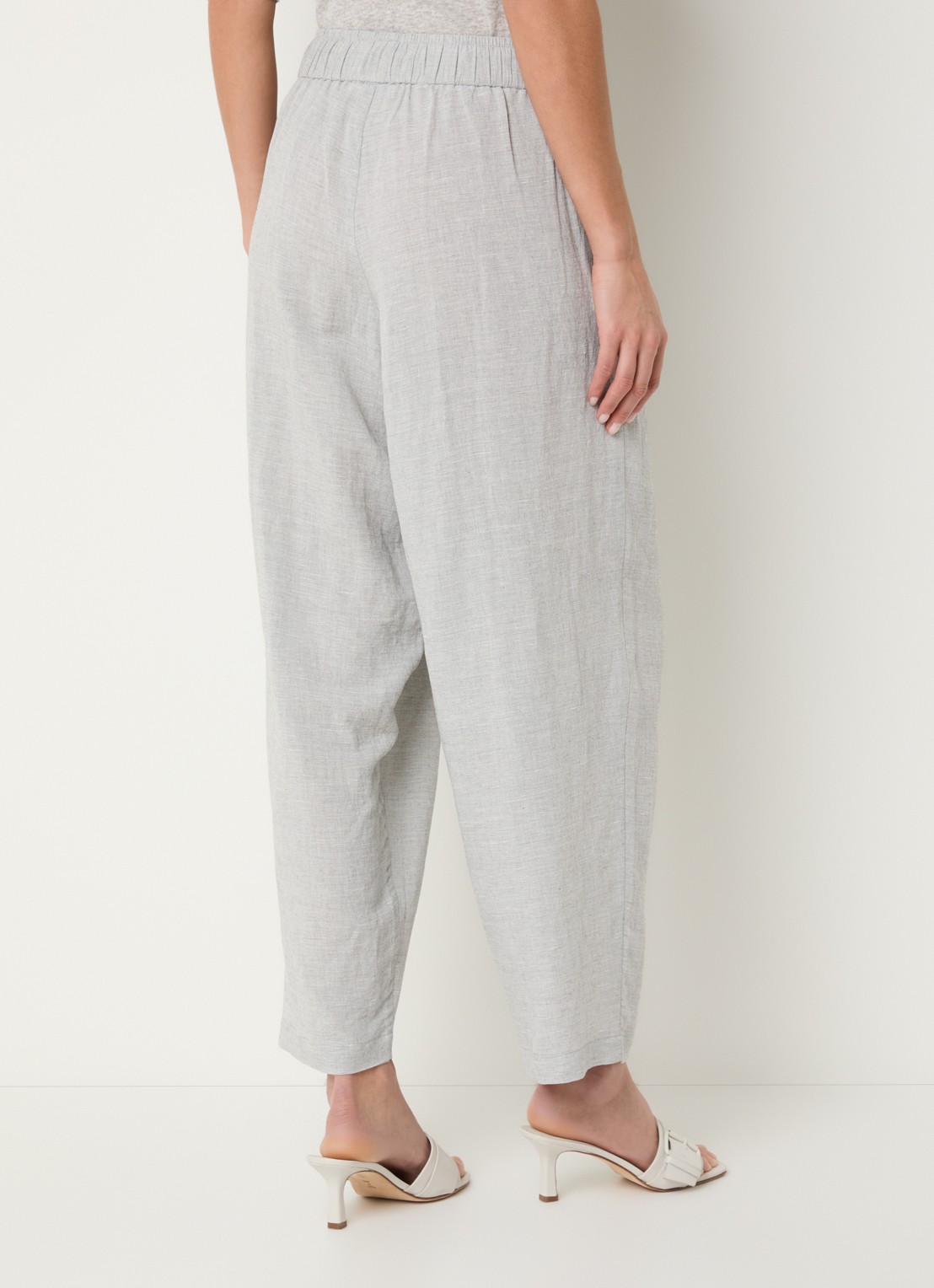 Knit-ted Sally high waist straight fit pantalon in linnenblend - achterkant 4 grijs