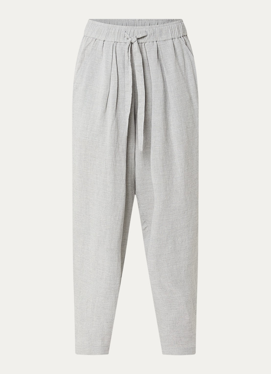 Knit-ted Sally high waist straight fit pantalon in linnenblend - voorkant grijs