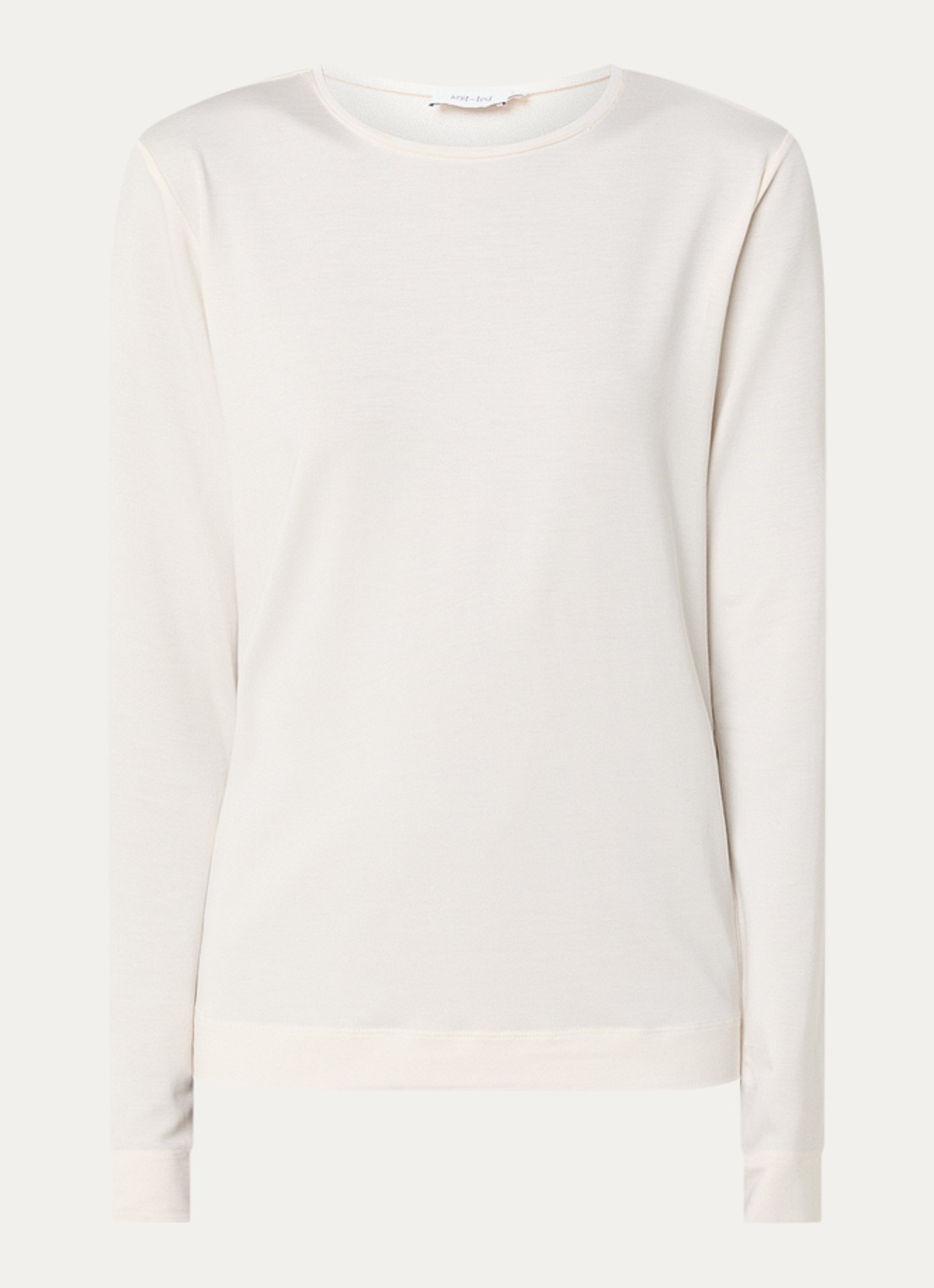 Knit-ted Zoe top met ronde hals - voorkant 2 gebroken wit