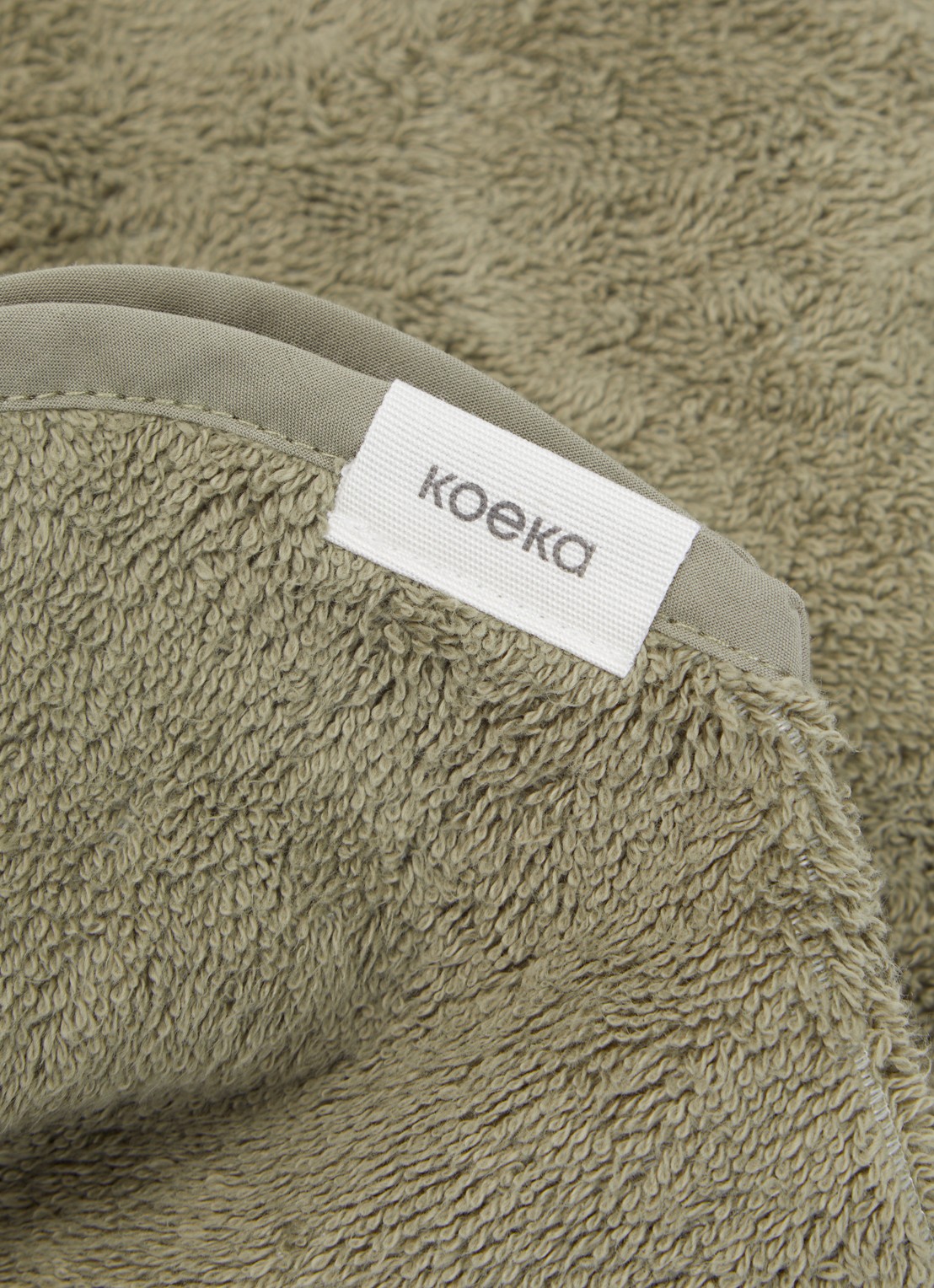 Koeka Dijon Daily Douche washand 42 x 18 cm - detail olijfgroen