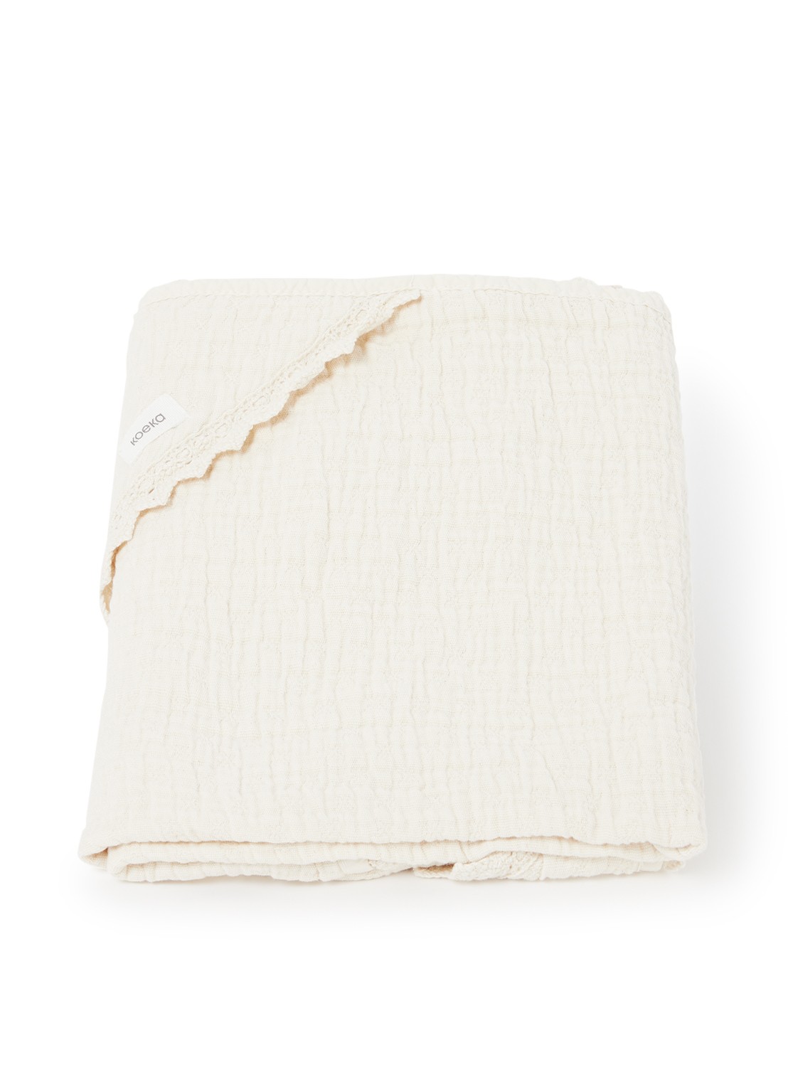 Koeka Elba omslagdoek van katoen 100 x 100 cm - voorkant creme