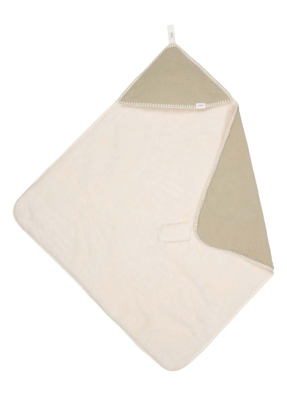 Koeka Faro Teddy wikkeldoek 100 x 100 cm - voorkant khaki