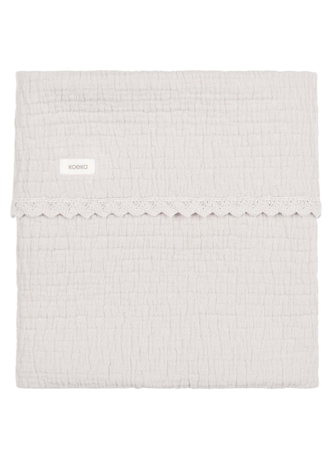 Koeka Lace Elba ledikantdeken van katoen 100 x 150 cm  - voorkant grijs