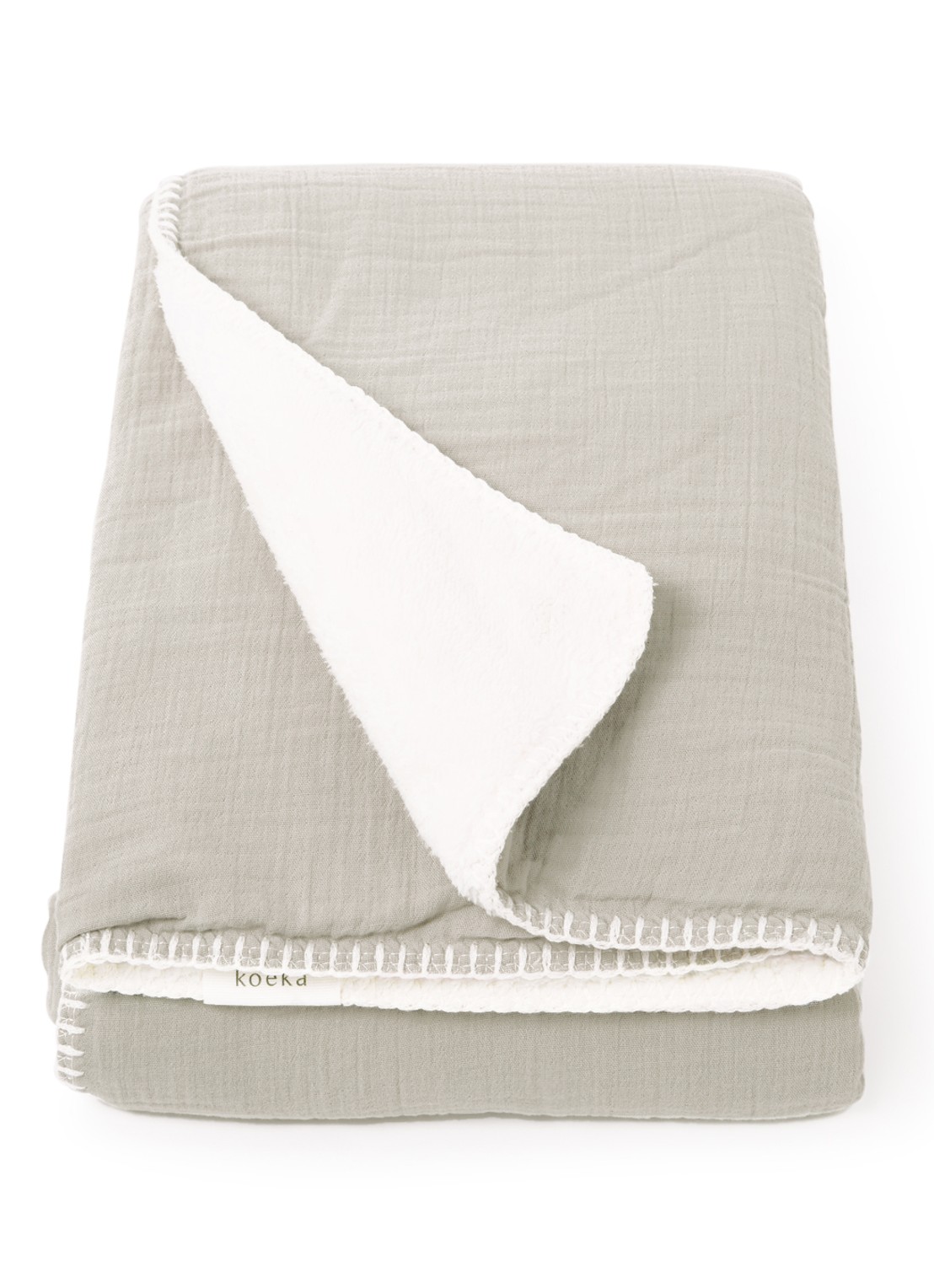 Koeka Teddy Faro wiegdeken 100 x 75 cm - voorkant lindegroen