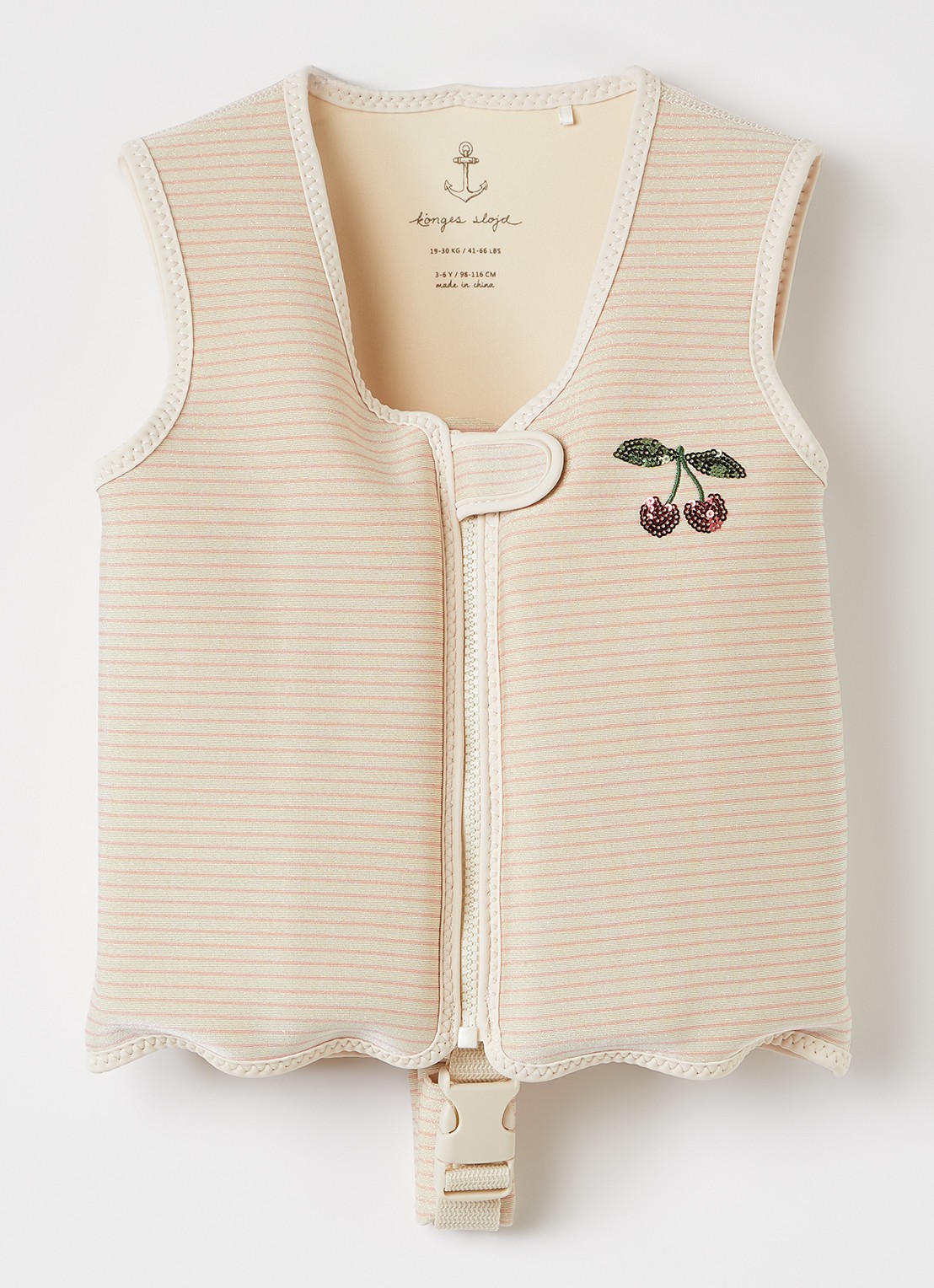 Konges Sløjd Cherry zwemvest met streepprint - voorkant beige