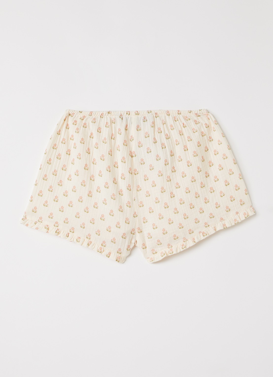 Konges Sløjd Coco loose fit korte broek met bloemenprint - voorkant 2 beige