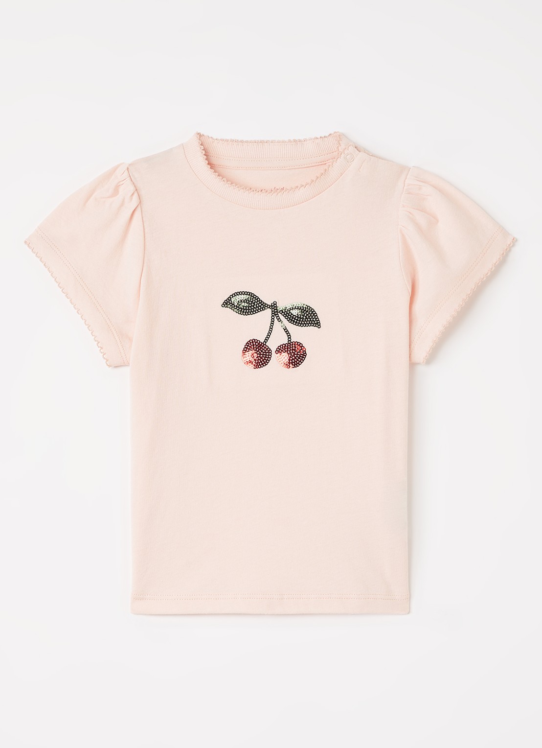 Konges Sløjd Famo T-shirt met pailletten - voorkant zalmroze