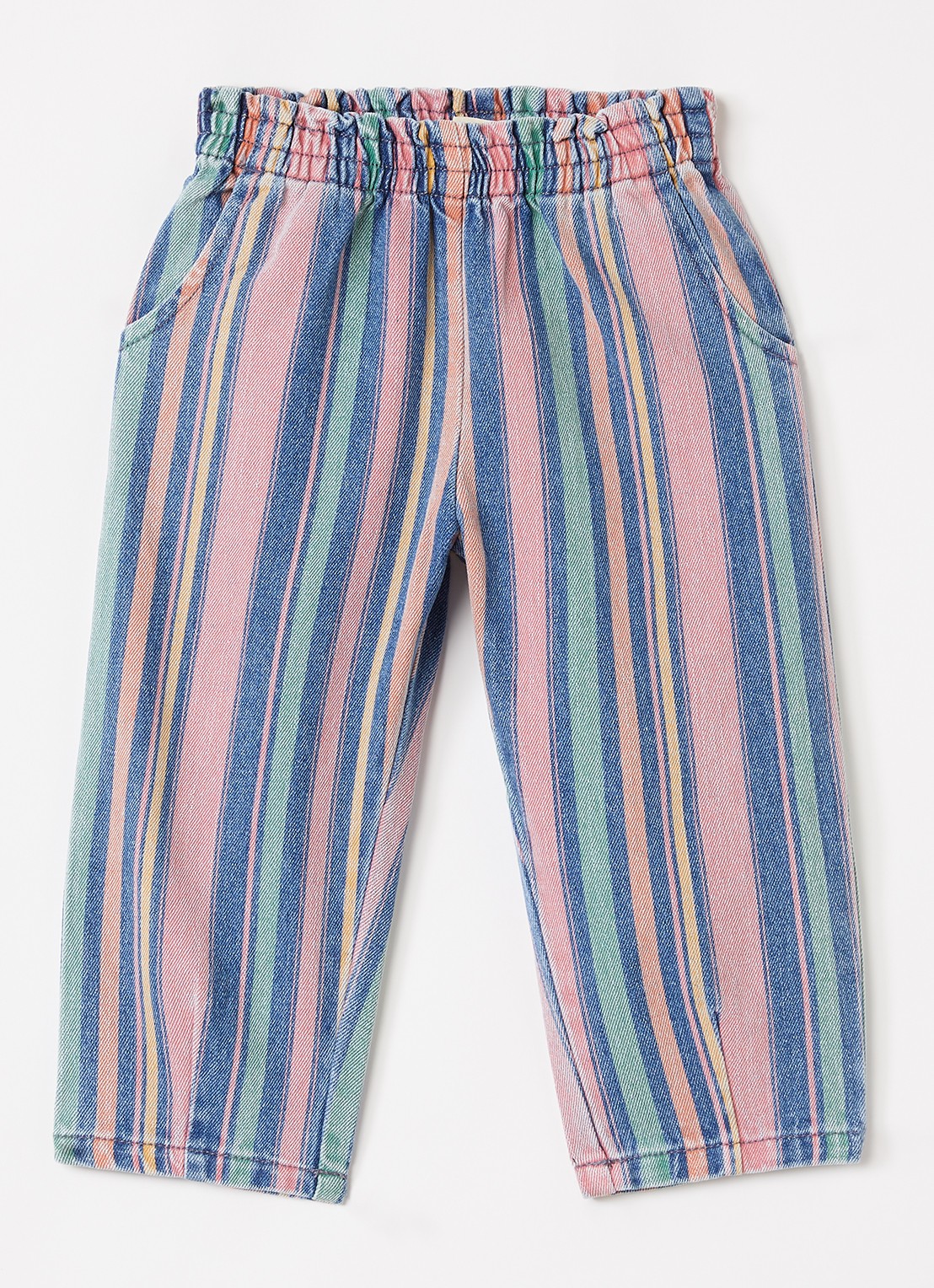 Konges Sløjd Loose fit jeans met streepprint - voorkant roze