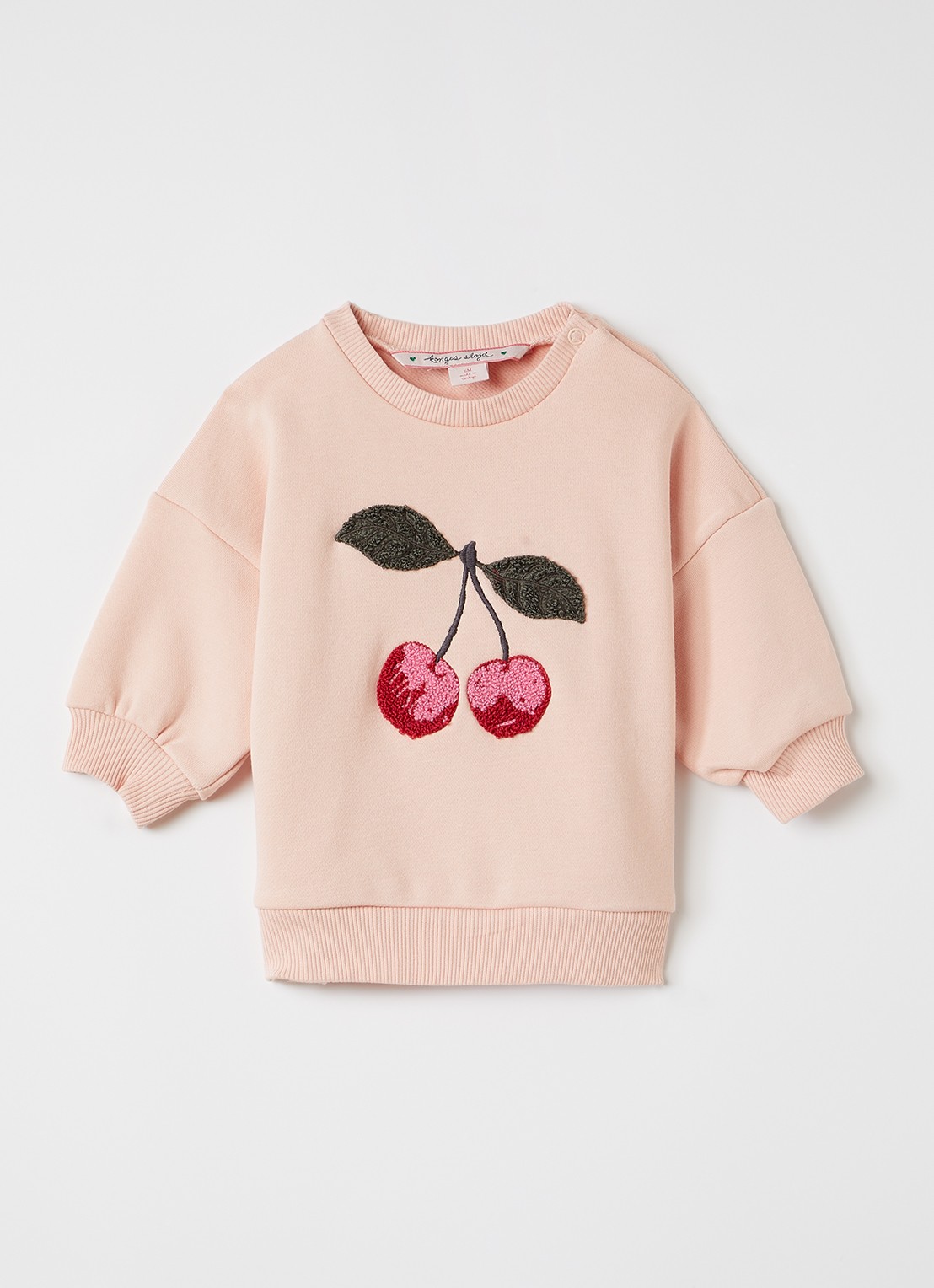 Konges Sløjd Lou Terry sweater met borduring - voorkant 2 zalmroze