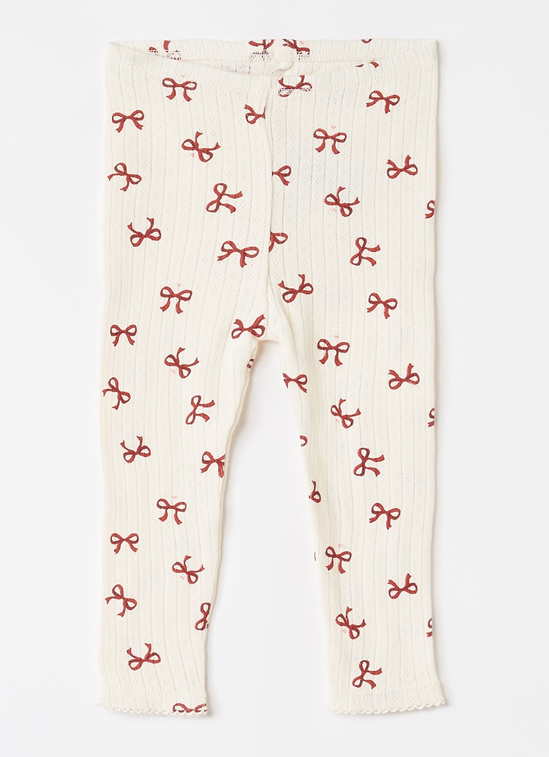 Konges Sløjd Minnie ribgebreide legging met print - voorkant creme