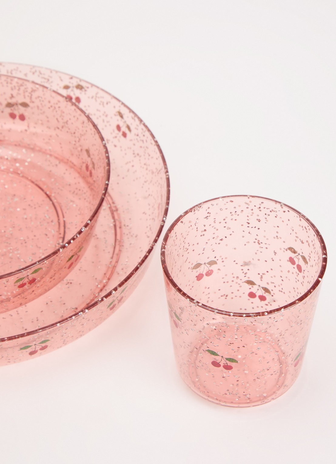 Konges Sløjd Sparkly dinerset 3-delig  - detail roze