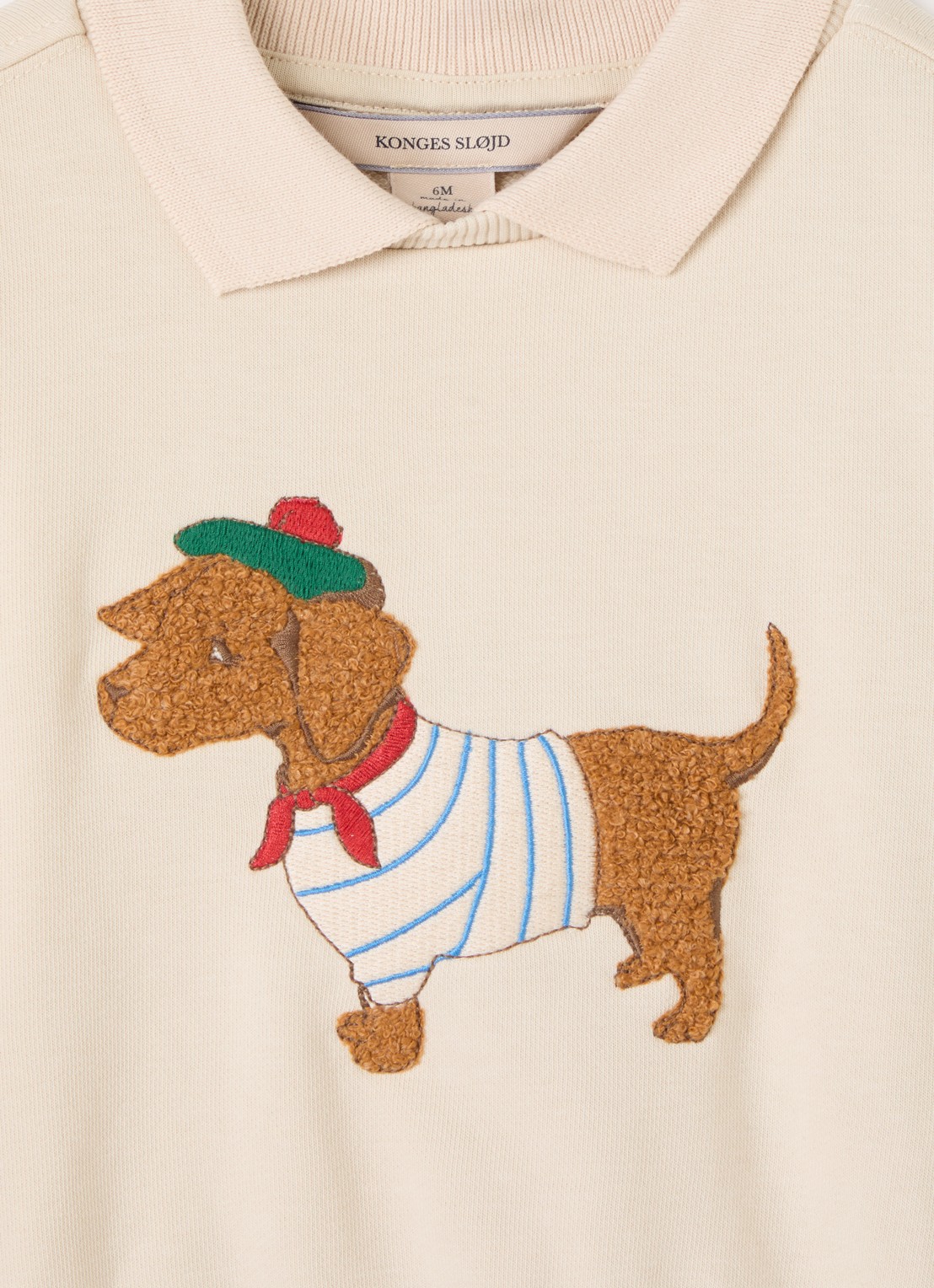 Konges Sløjd Spotty sweater met logoborduring - detail beige