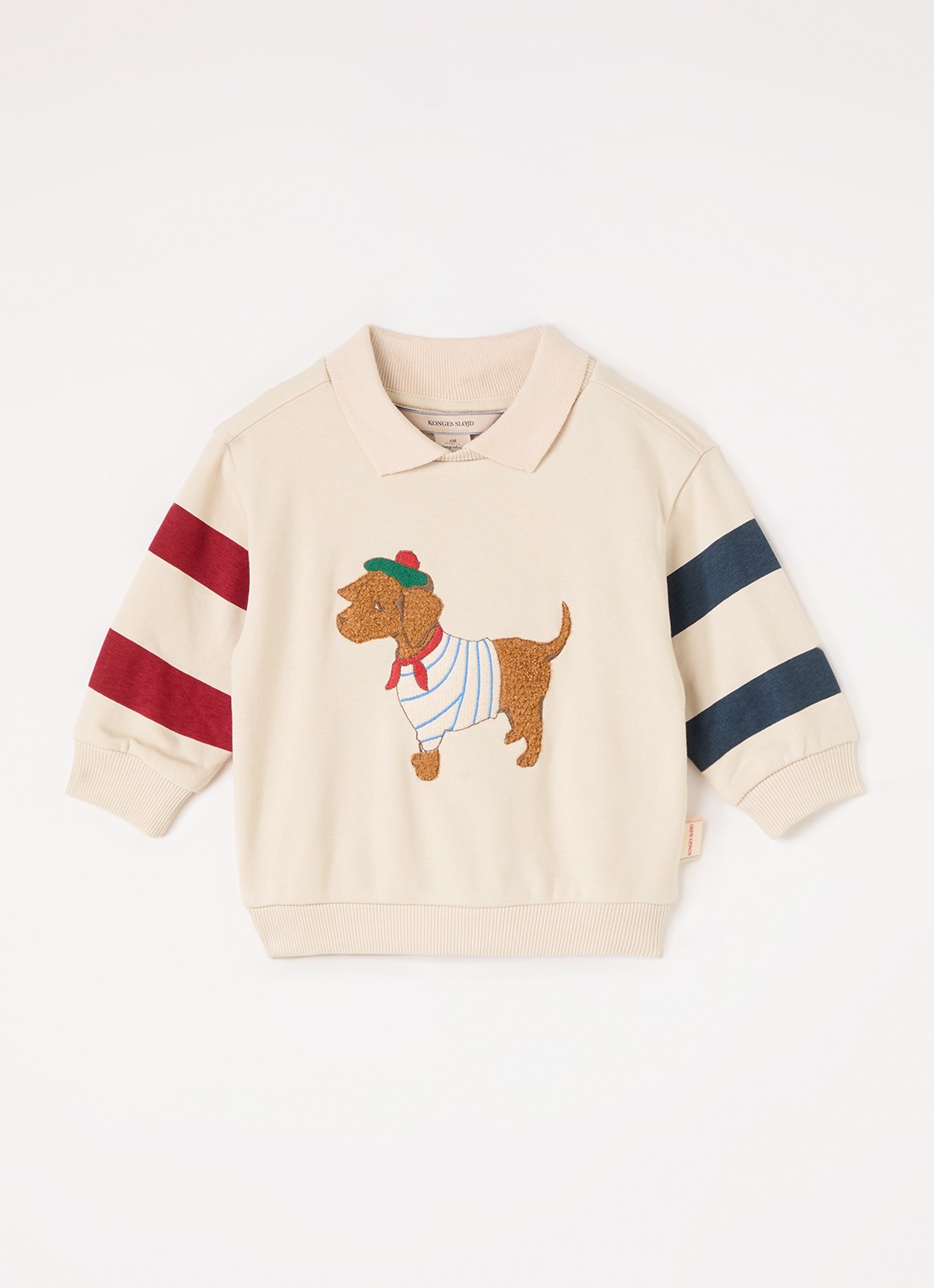 Konges Sløjd Spotty sweater met logoborduring - voorkant 3 beige