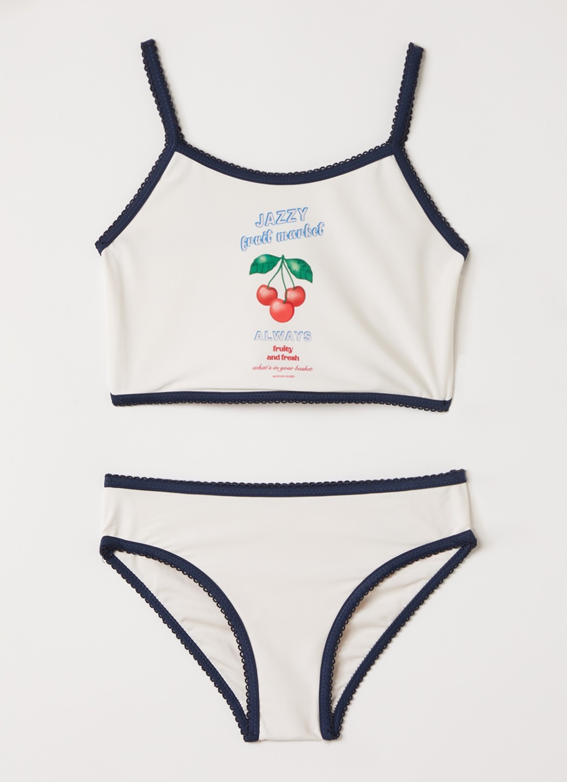 Konges Sløjd Vilja bikiniset met logoprint - voorkant gebroken wit