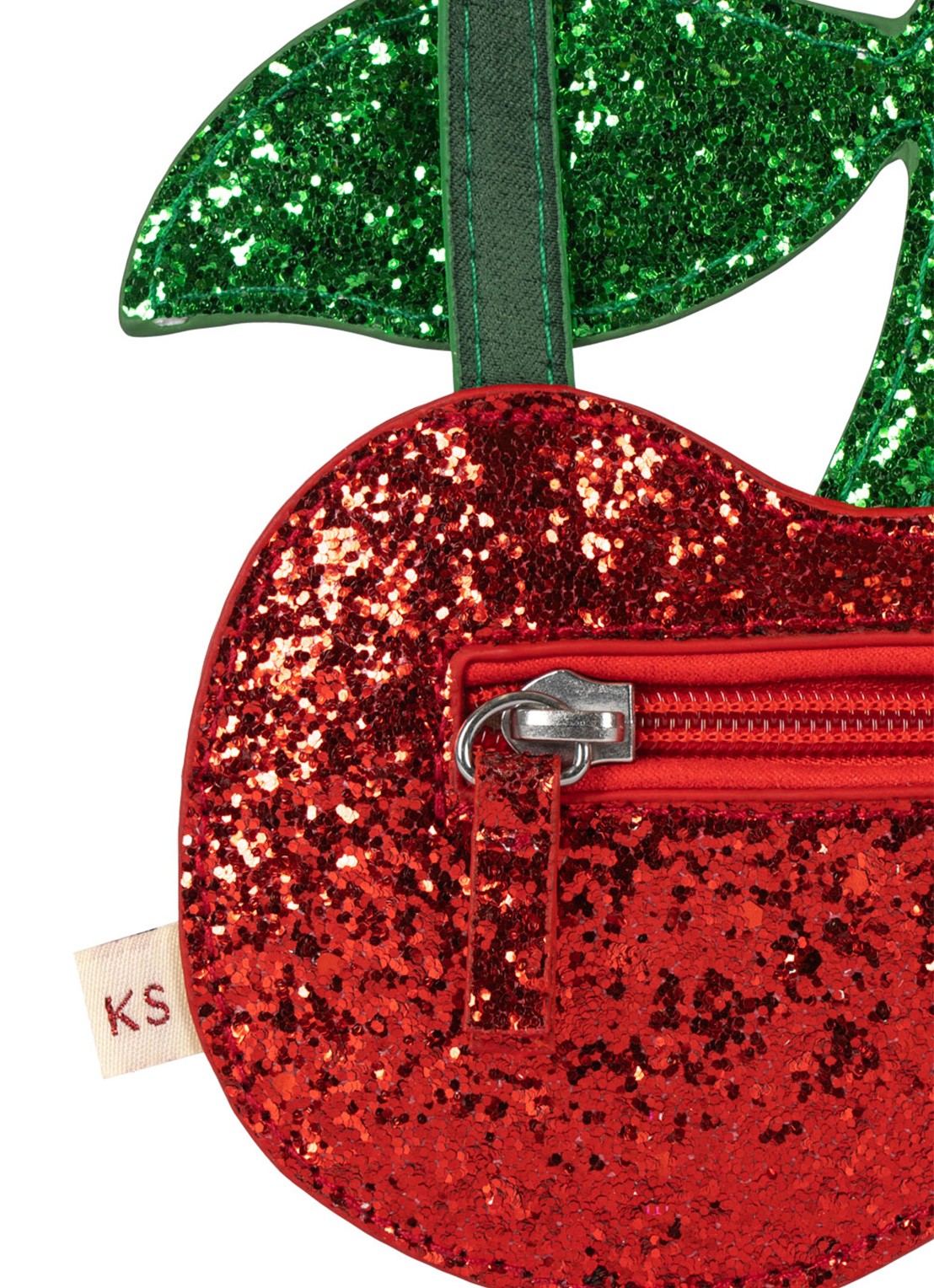 Konges Sløjd Cherry crossbodytas met glitter - achterkant 5 rood