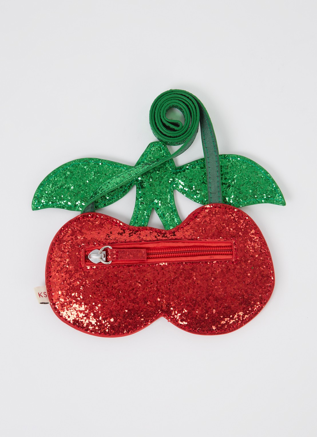 Konges Sløjd Cherry crossbodytas met glitter - detail rood