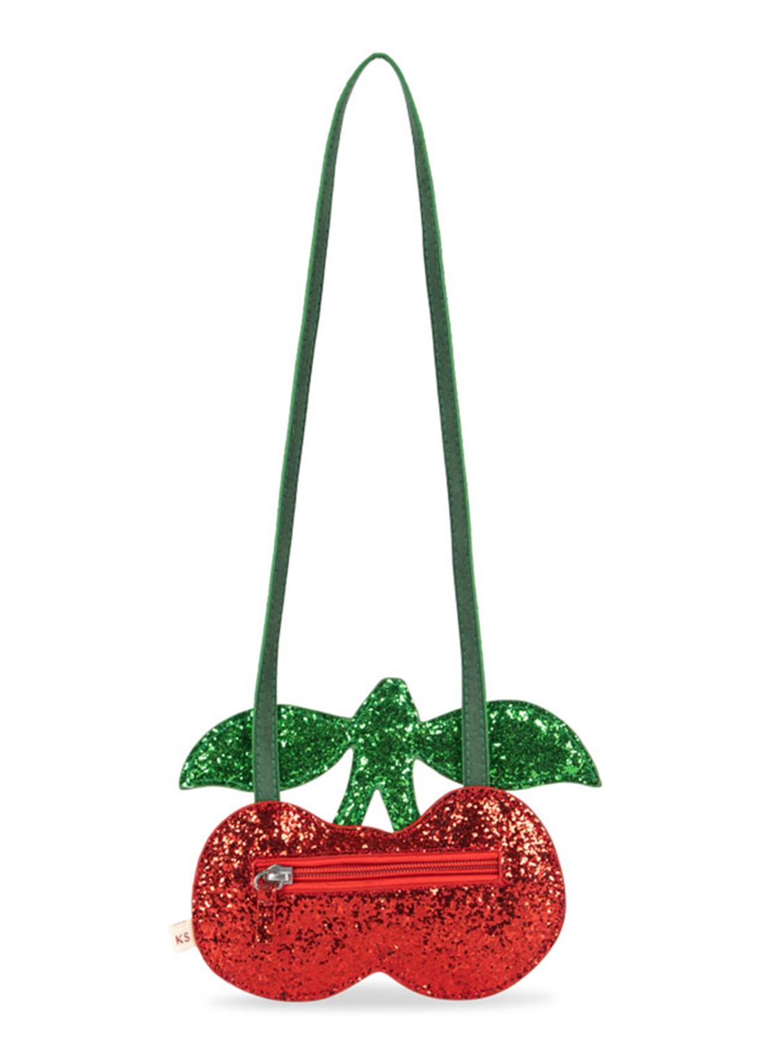 Konges Sløjd Cherry crossbodytas met glitter - voorkant 4 rood