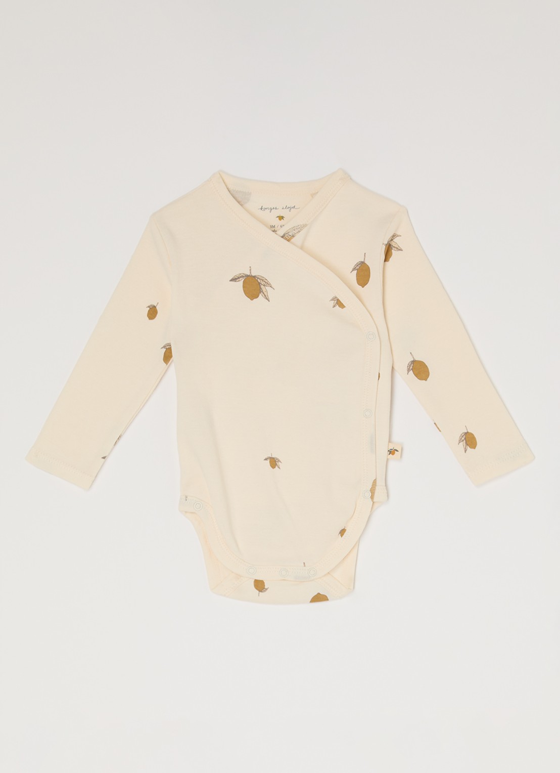 Konges Sløjd Cherry romper van  katoen met print - voorkant beige
