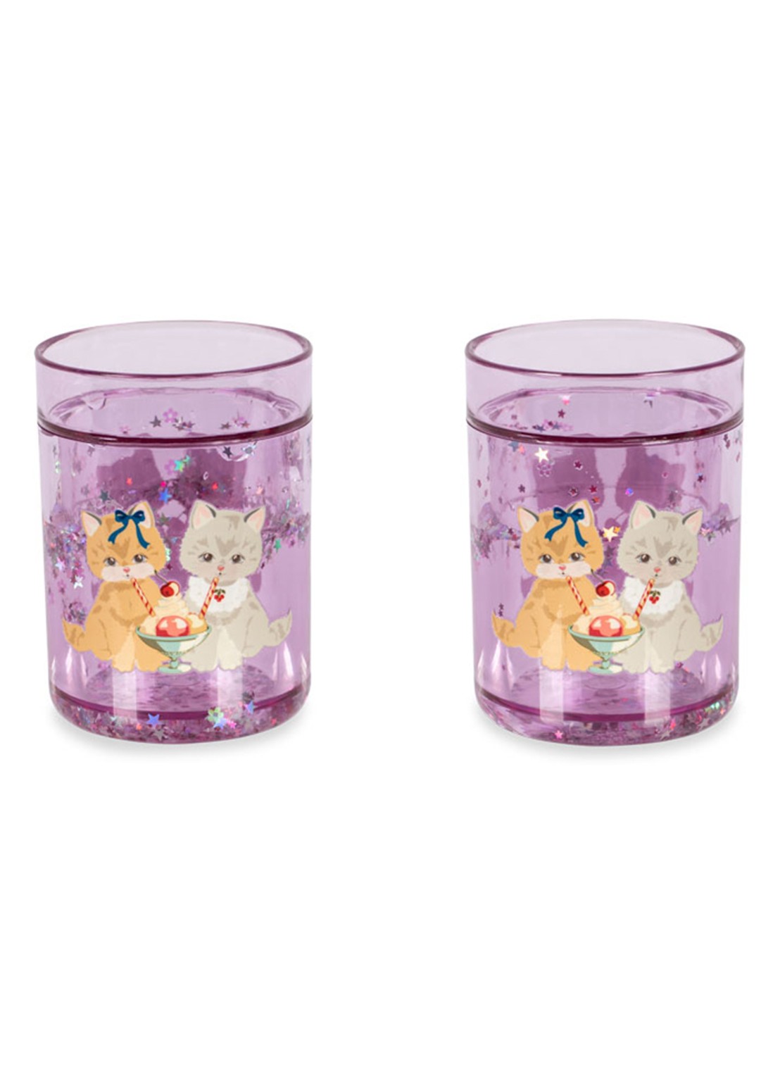 Konges Sløjd Glitter kinderbeker 18 cl set van 2 - voorkant paars