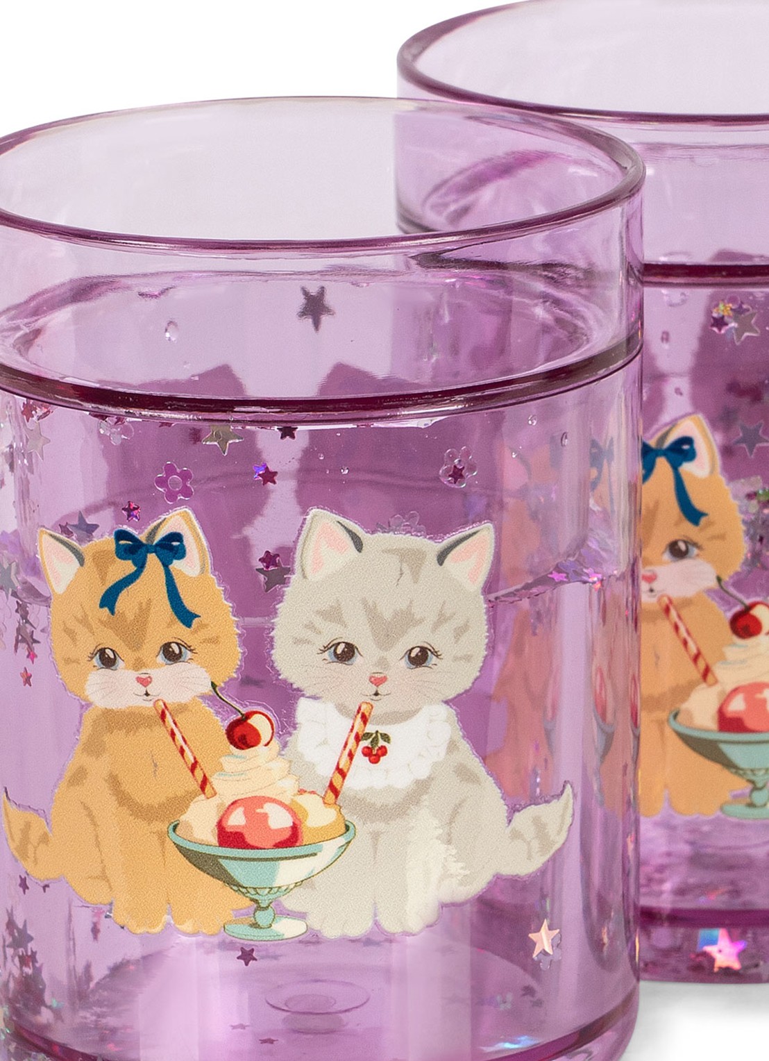 Konges Sløjd Glitter kinderbeker 18 cl set van 2 - voorkant 2 paars