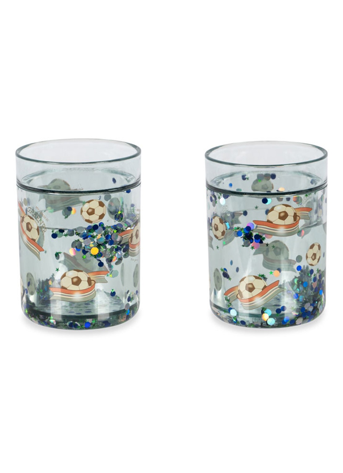 Konges Sløjd Glitter kinderbeker 18 cl set van 2 - voorkant blauwgrijs