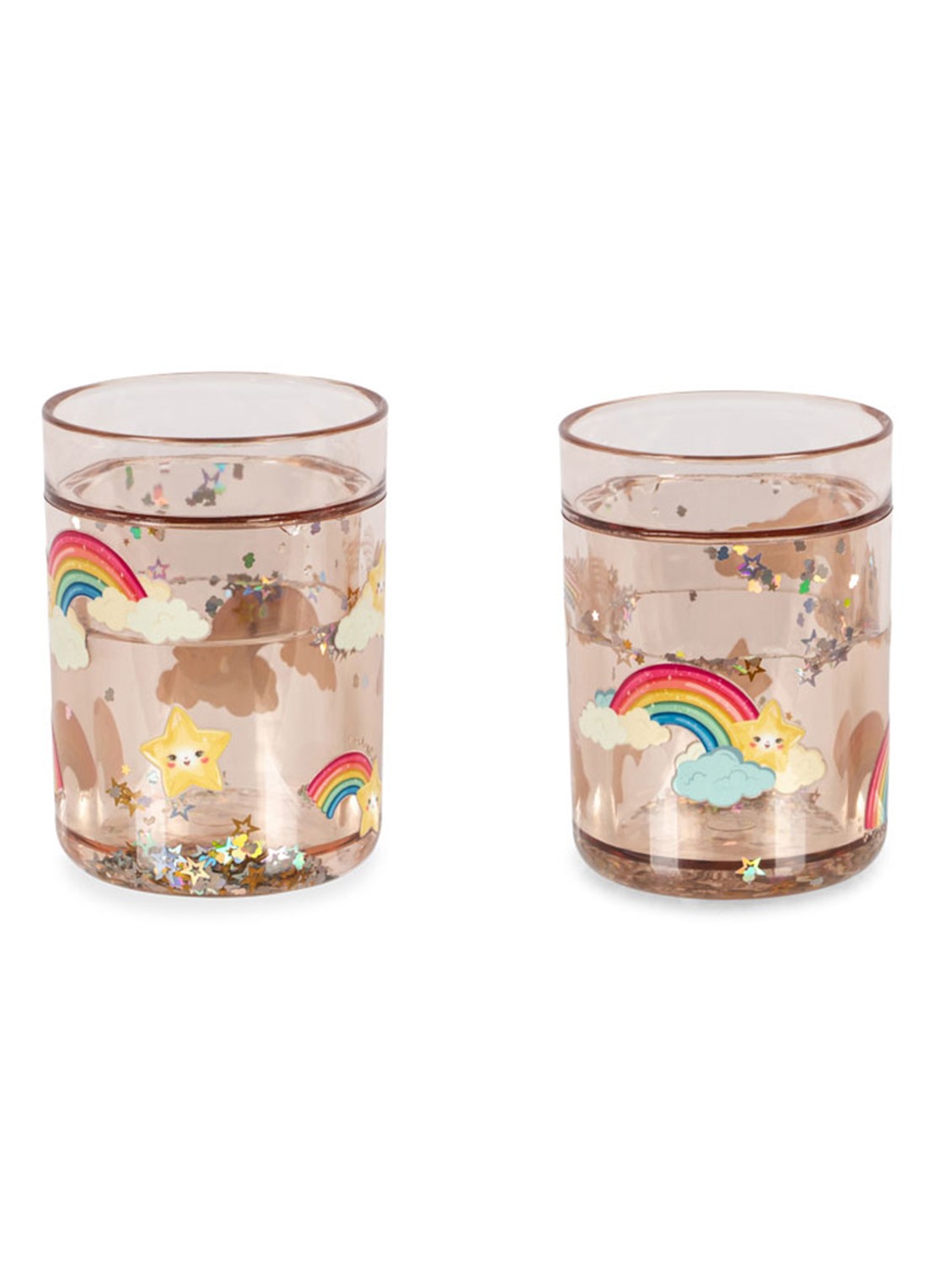 Konges Sløjd Glitter kinderbeker 18 cl set van 2 - voorkant beige