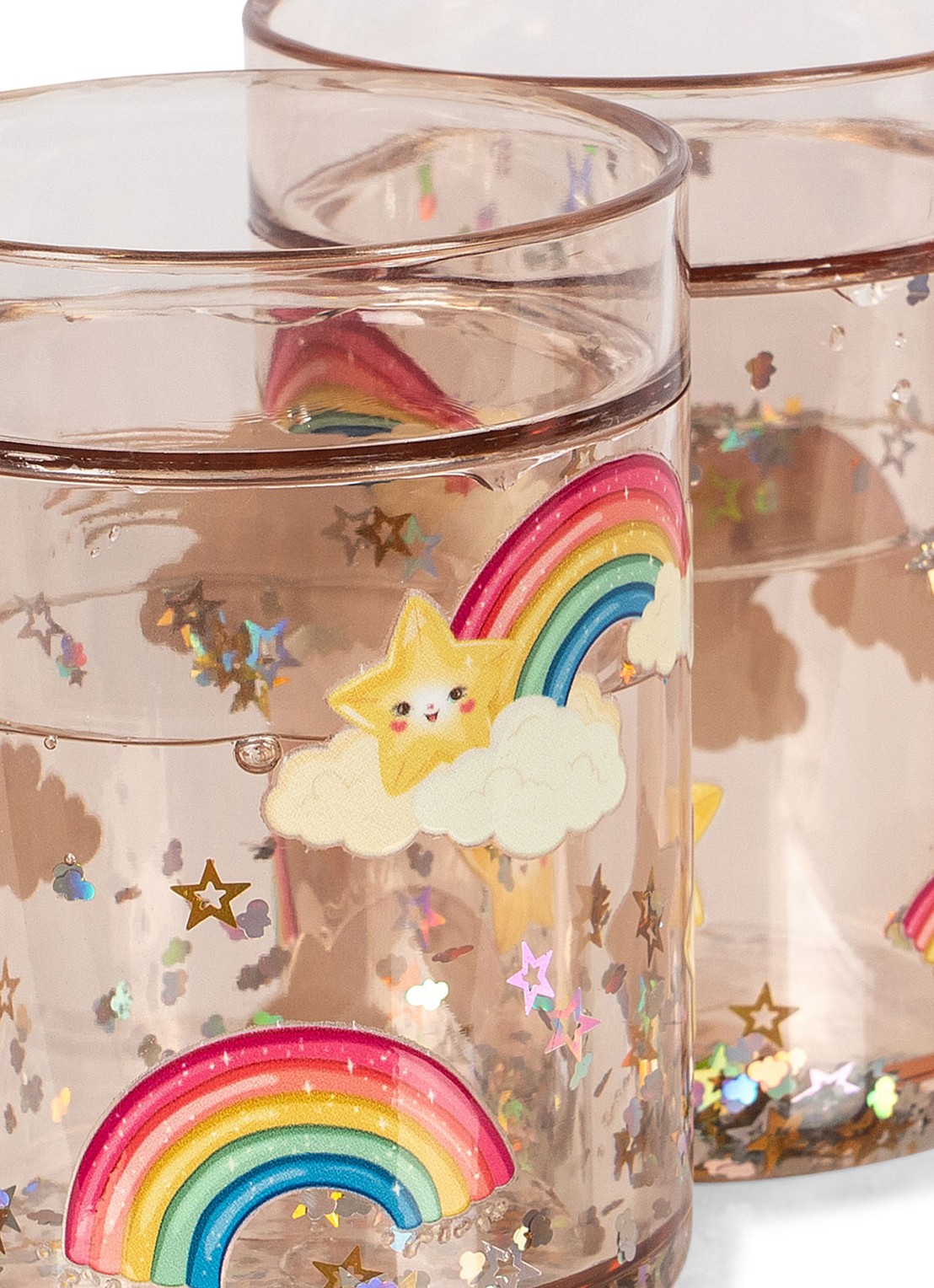 Konges Sløjd Glitter kinderbeker 18 cl set van 2 - voorkant 2 beige