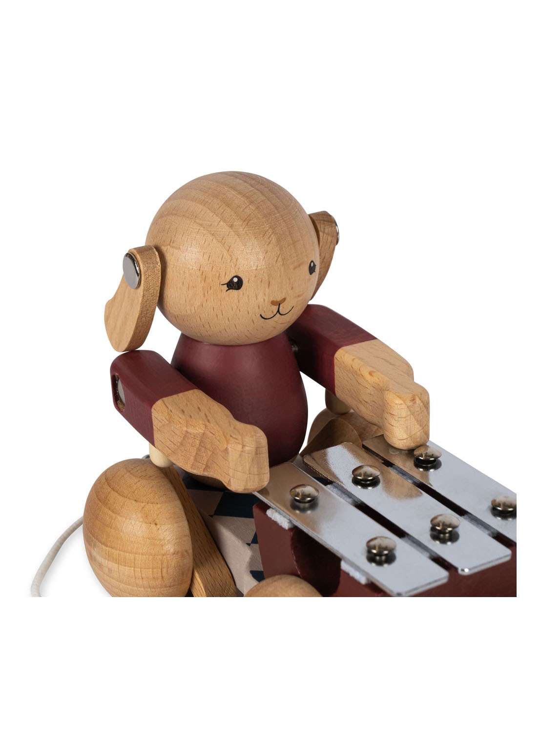 Konges Sløjd Houten trekfiguur konijn met muziek - detail 3 beige