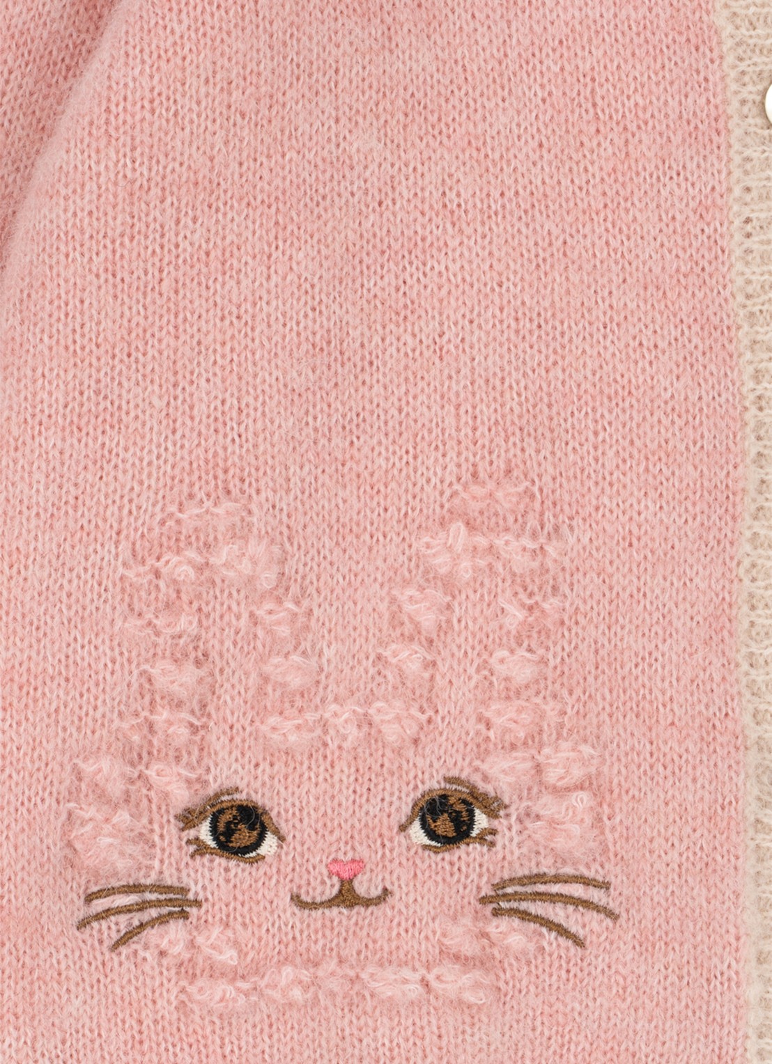 Konges Sløjd Kitty fijngebreid vest in alpaca wolblend met borduring - detail 2 roze