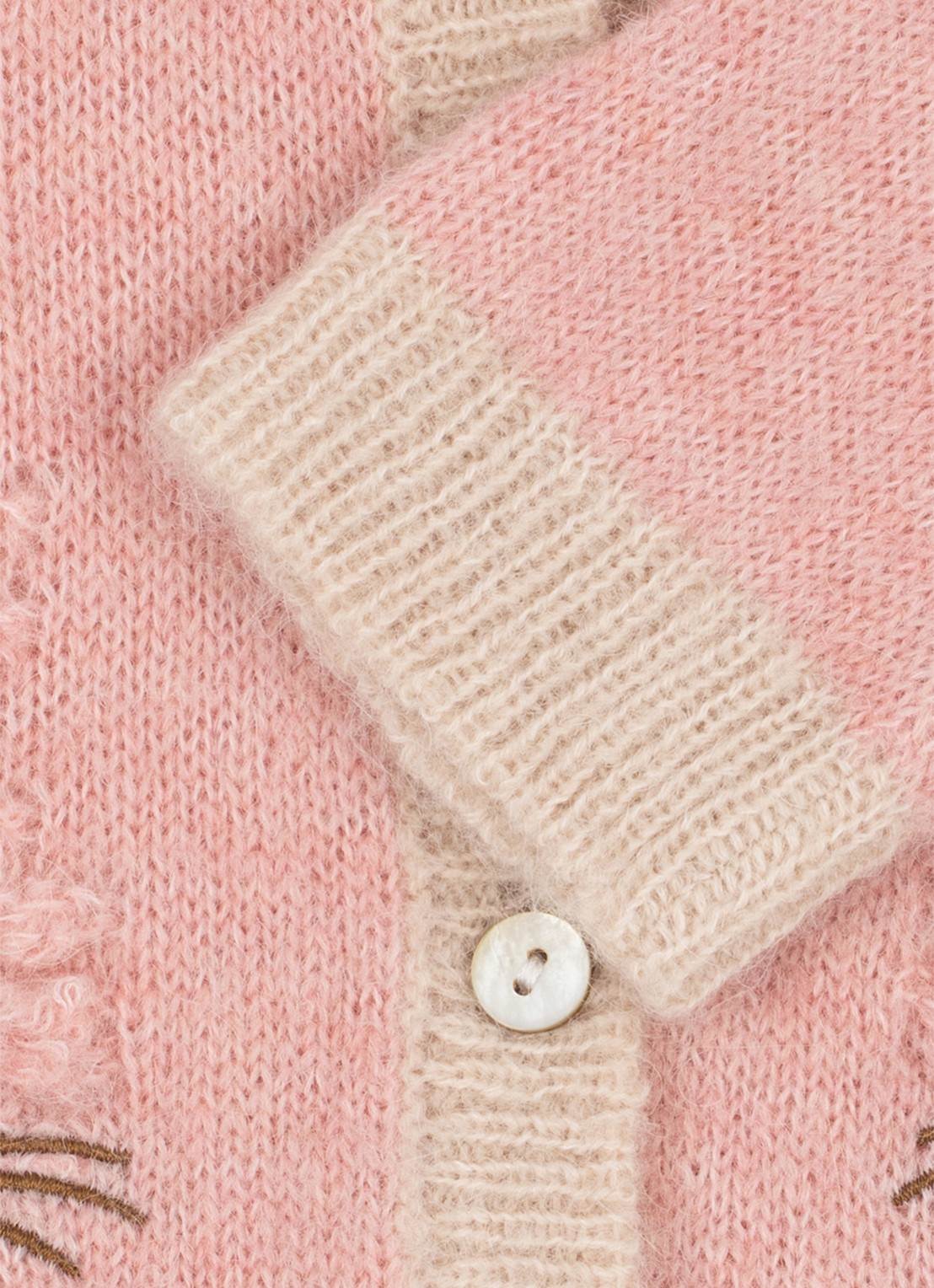 Konges Sløjd Kitty fijngebreid vest in alpaca wolblend met borduring - detail 3 roze