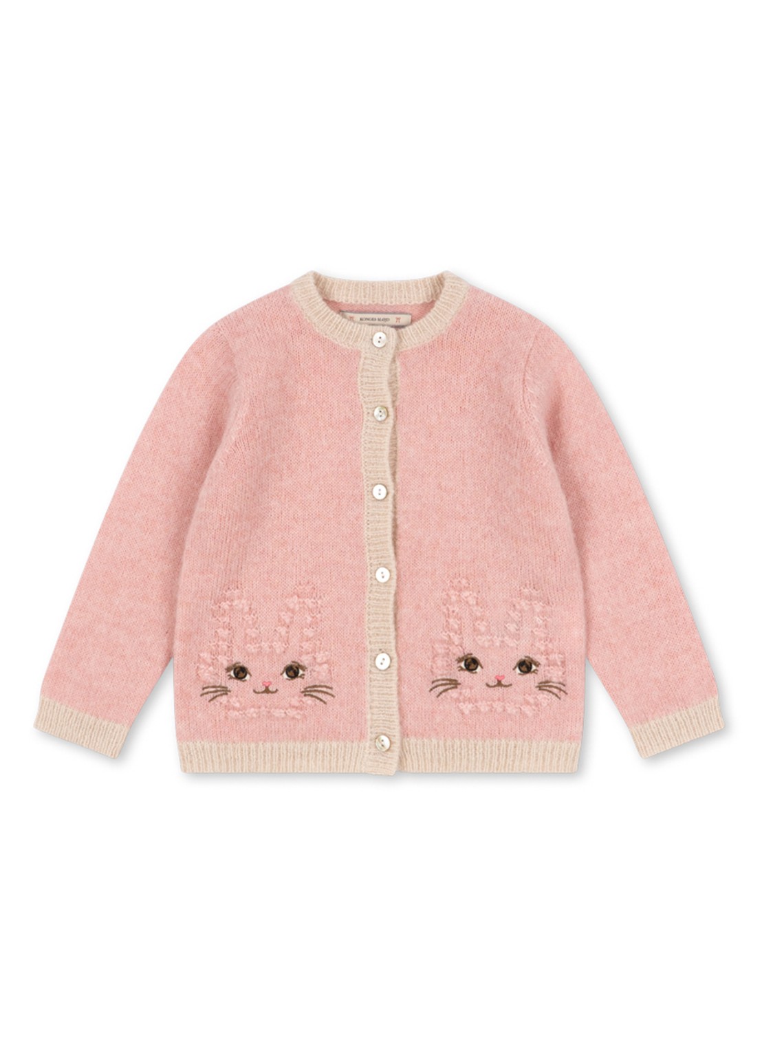 Konges Sløjd Kitty fijngebreid vest in alpaca wolblend met borduring - voorkant 4 roze