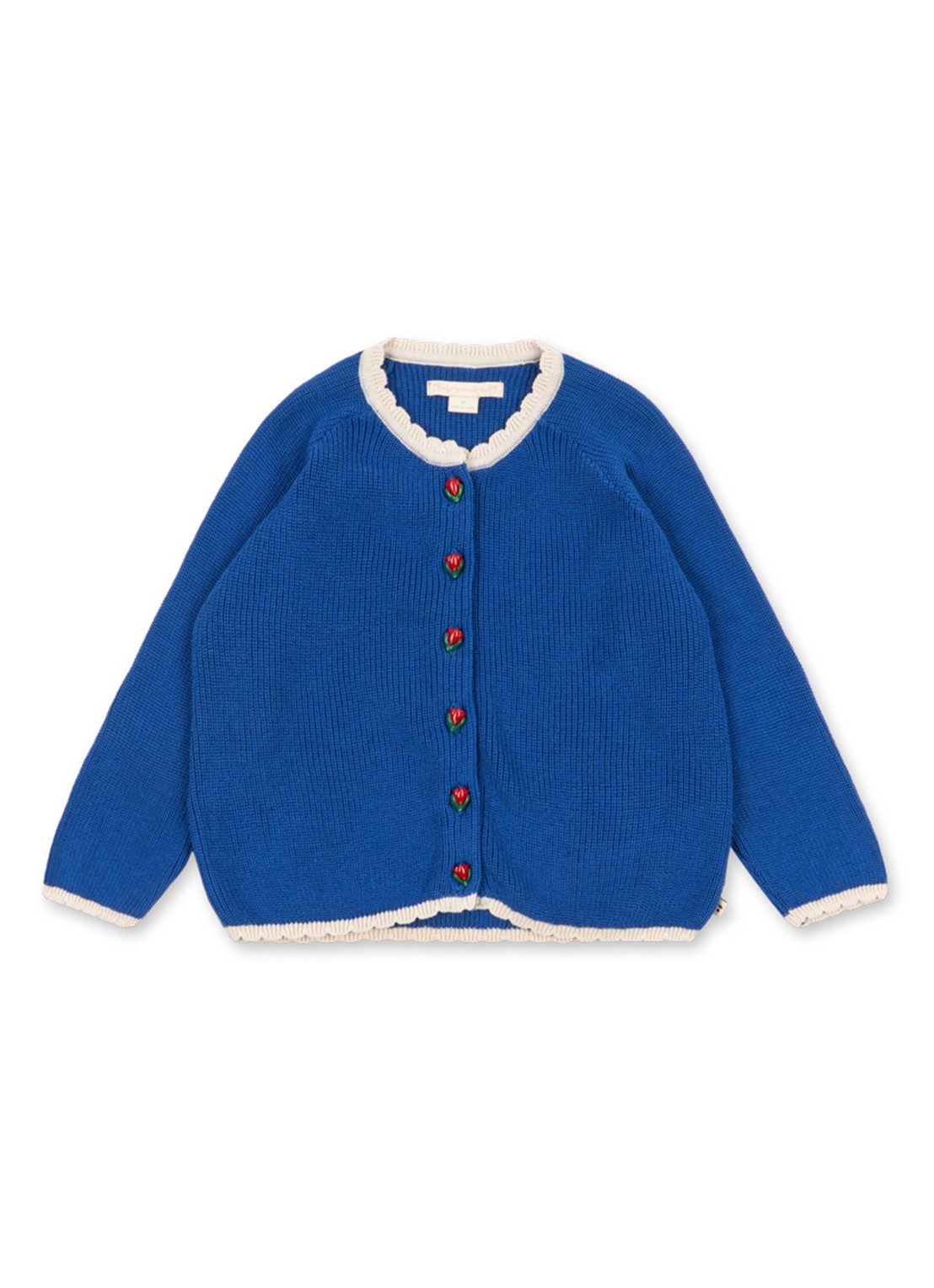 Konges Sløjd Lallo grofgebreid vest met sierknopen - voorkant 3 blauw