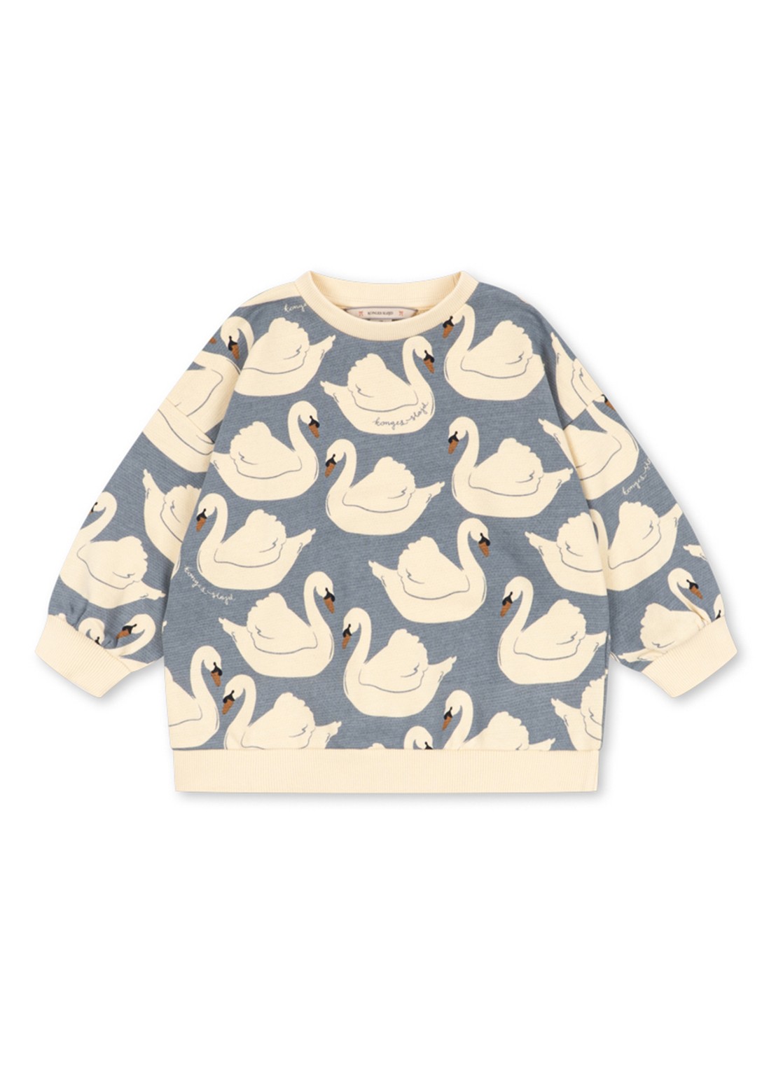 Konges Sløjd Loupy sweater met print - voorkant 2 blauwgrijs