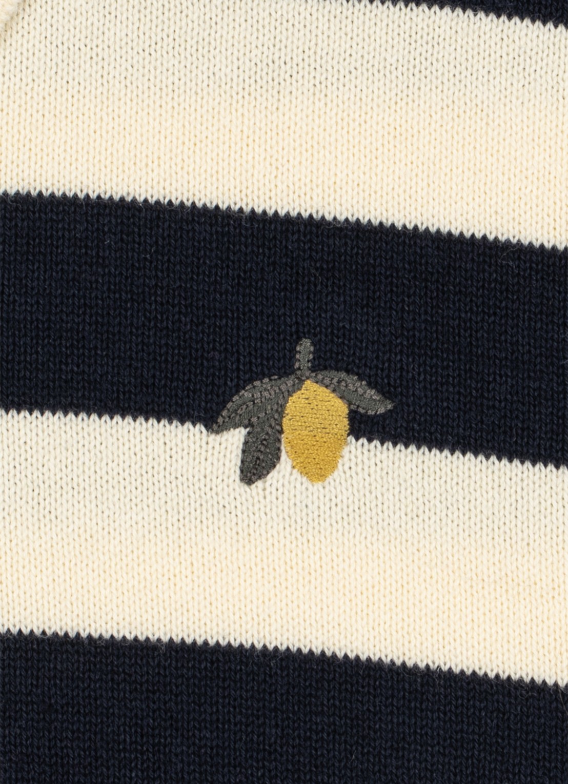 Konges Sløjd Manis fijngebreide trui met streepprint - detail 2 donkerblauw
