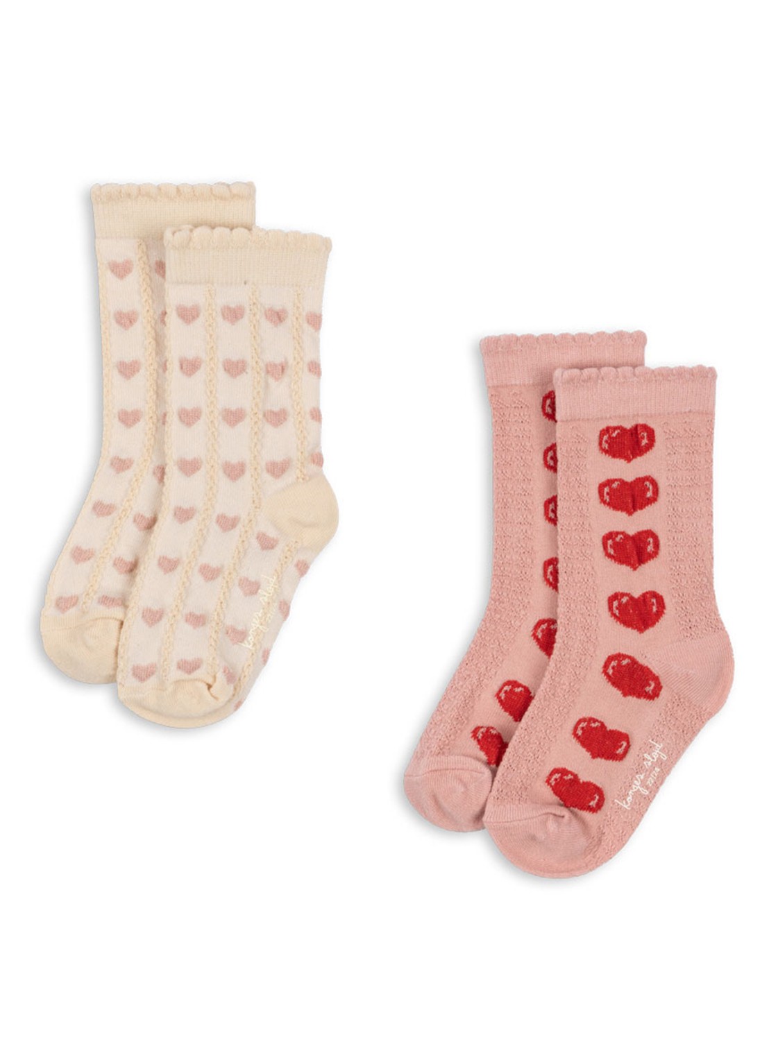 Konges Sløjd Sokken met print in 2-pack - voorkant roze