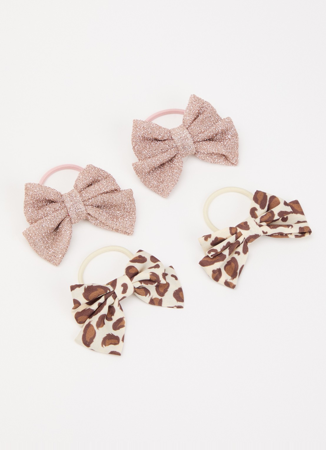 Konges Sløjd Twice as cute haarelastiek met strik set van 4 - voorkant 2 multicolor