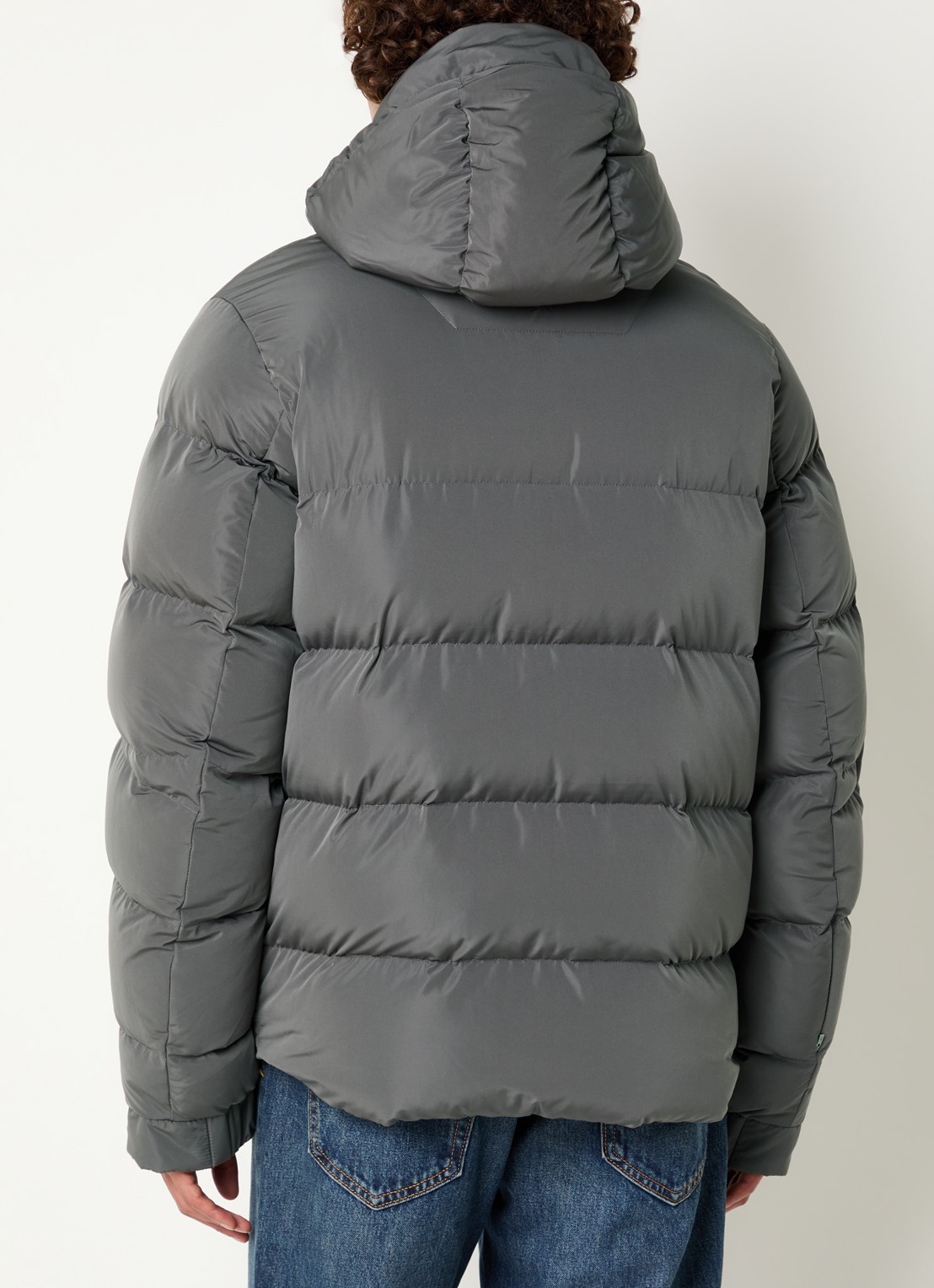 Krakatau Aitken puffer jack met afneembare capuchon en donsvulling - achterkant 5 middengrijs