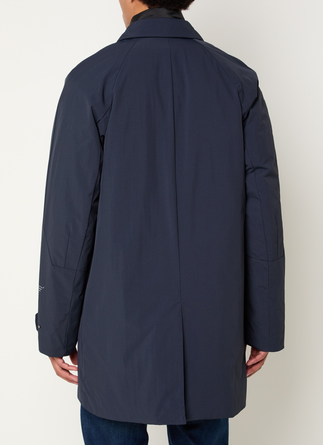Krakatau Bleriot gewatteerde trenchcoat met steekzakken  - achterkant indigo