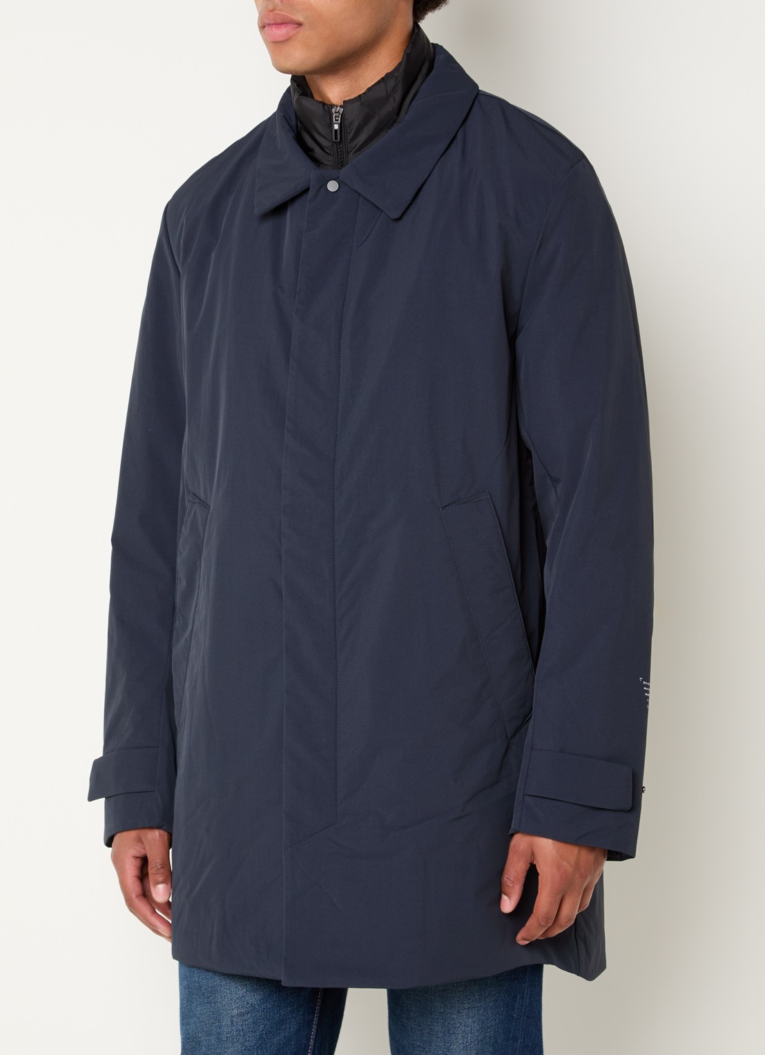 Krakatau Bleriot gewatteerde trenchcoat met steekzakken  - detail 4 indigo