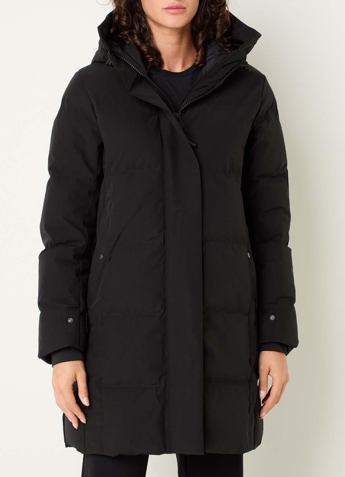 Krakatau Cassini gewatteerde parka met capuchon en ritszakken - detail zwart