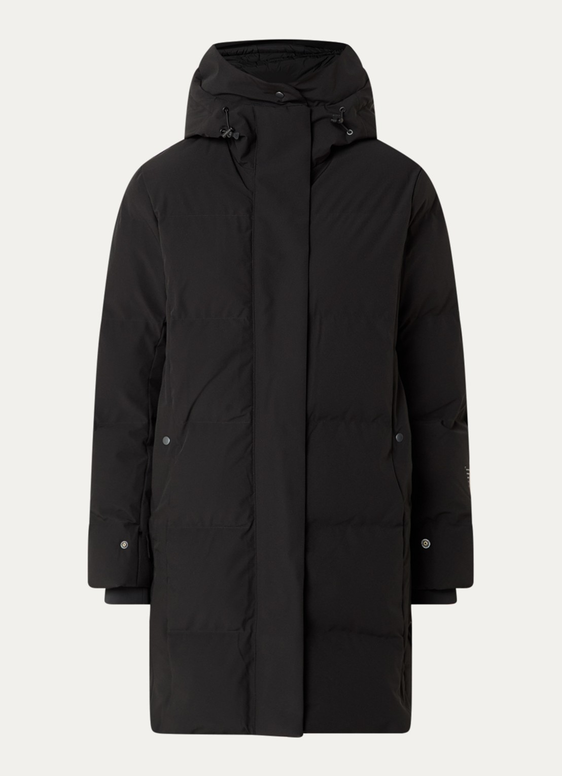 Krakatau Cassini gewatteerde parka met capuchon en ritszakken - voorkant 3 zwart