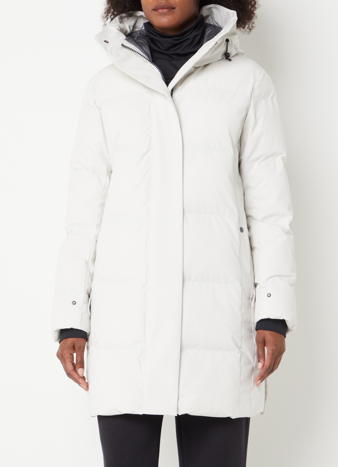 Krakatau Cassini gewatteerde parka met capuchon en ritszakken - detail gebroken wit