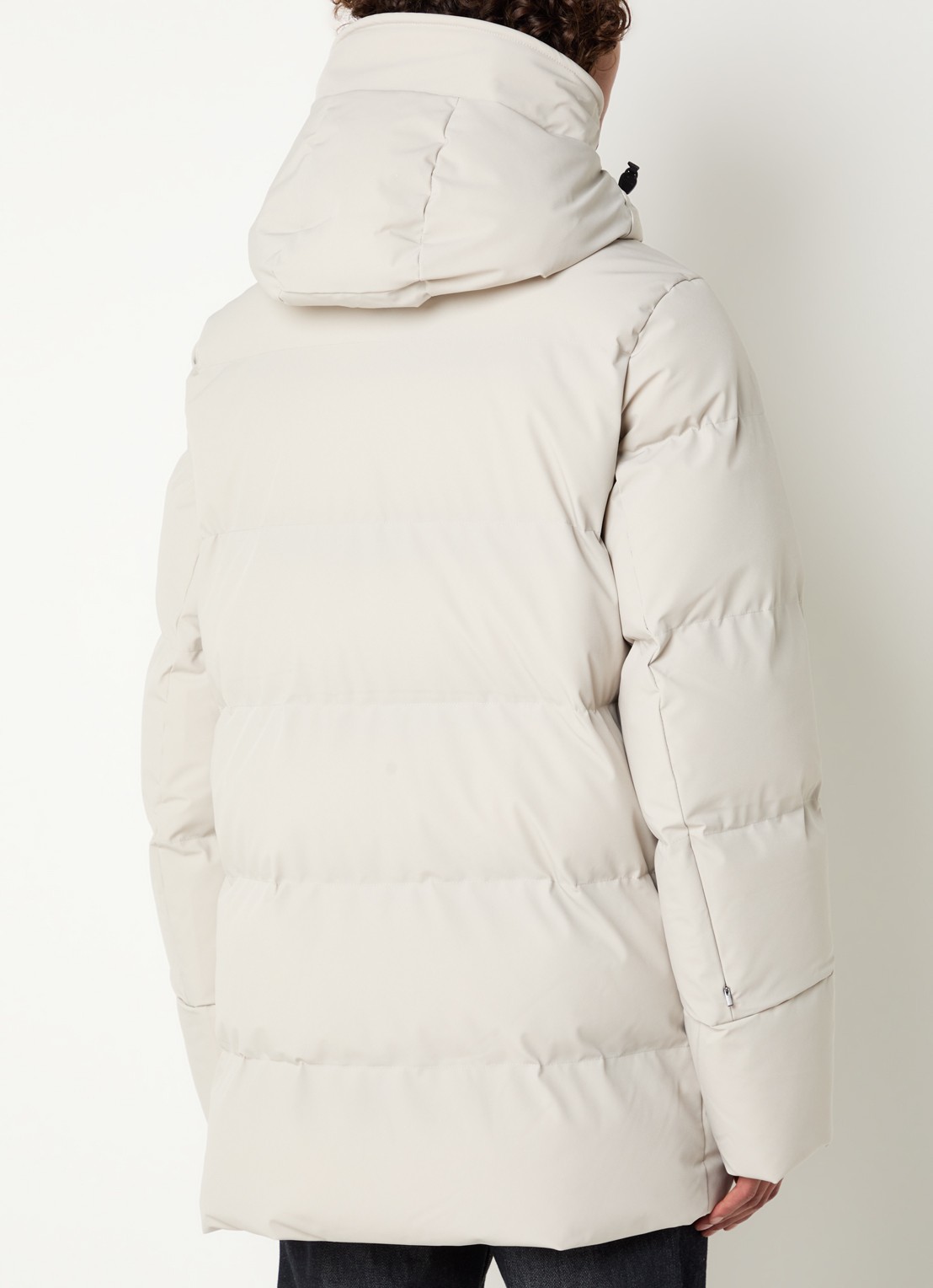 Krakatau Cassini gewatteerde parka met capuchon en waterafstotende coating - achterkant 3 lichtgrijs