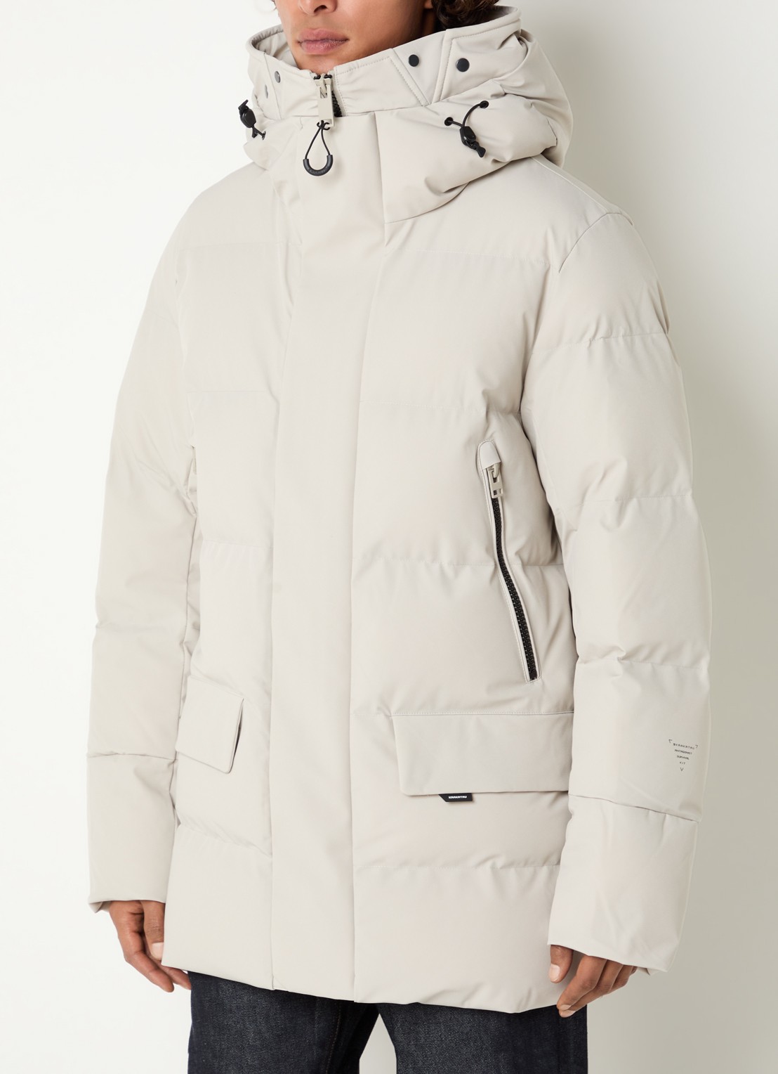 Krakatau Cassini gewatteerde parka met capuchon en waterafstotende coating - detail 4 lichtgrijs