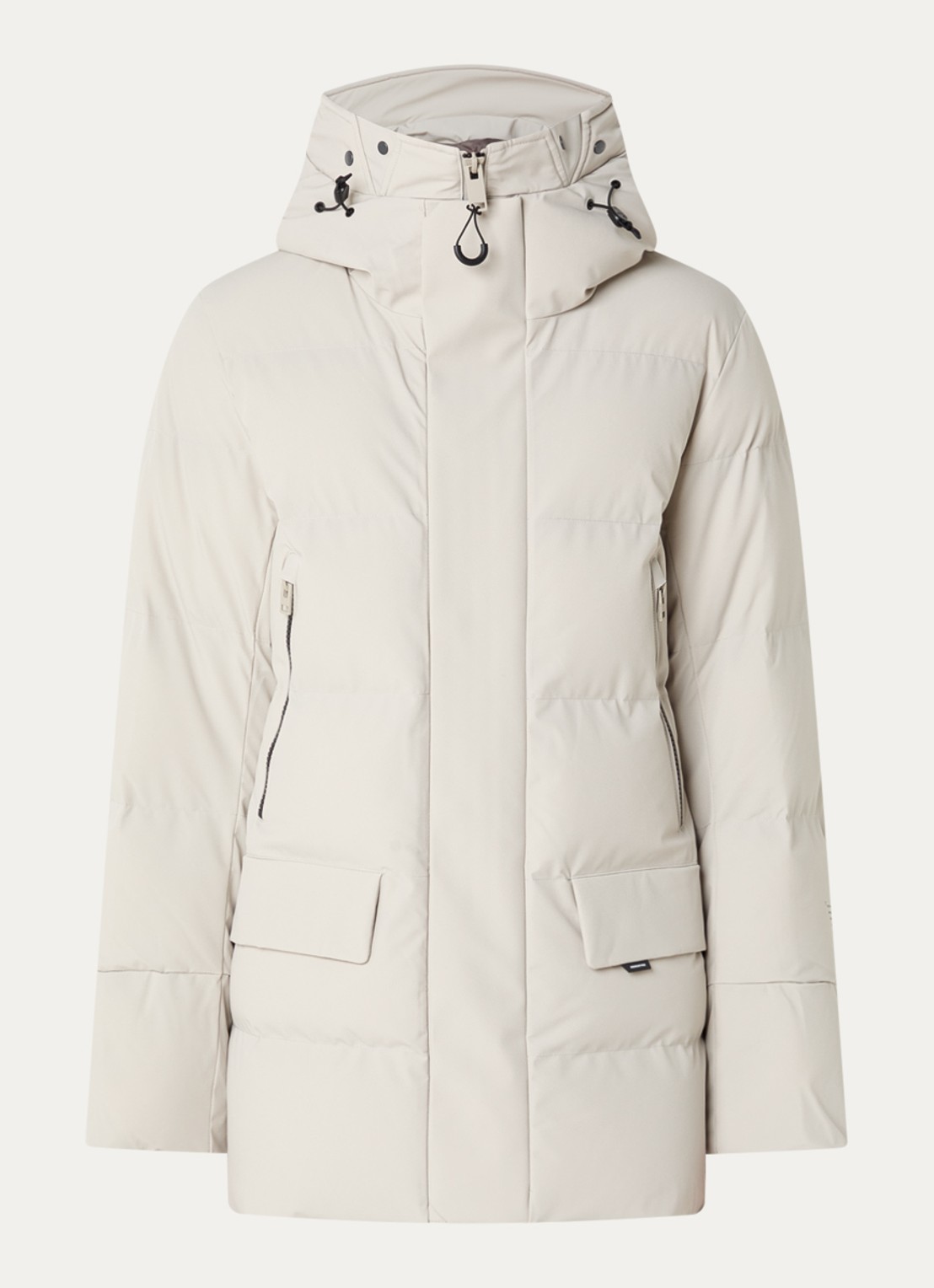 Krakatau Cassini gewatteerde parka met capuchon en waterafstotende coating - voorkant lichtgrijs
