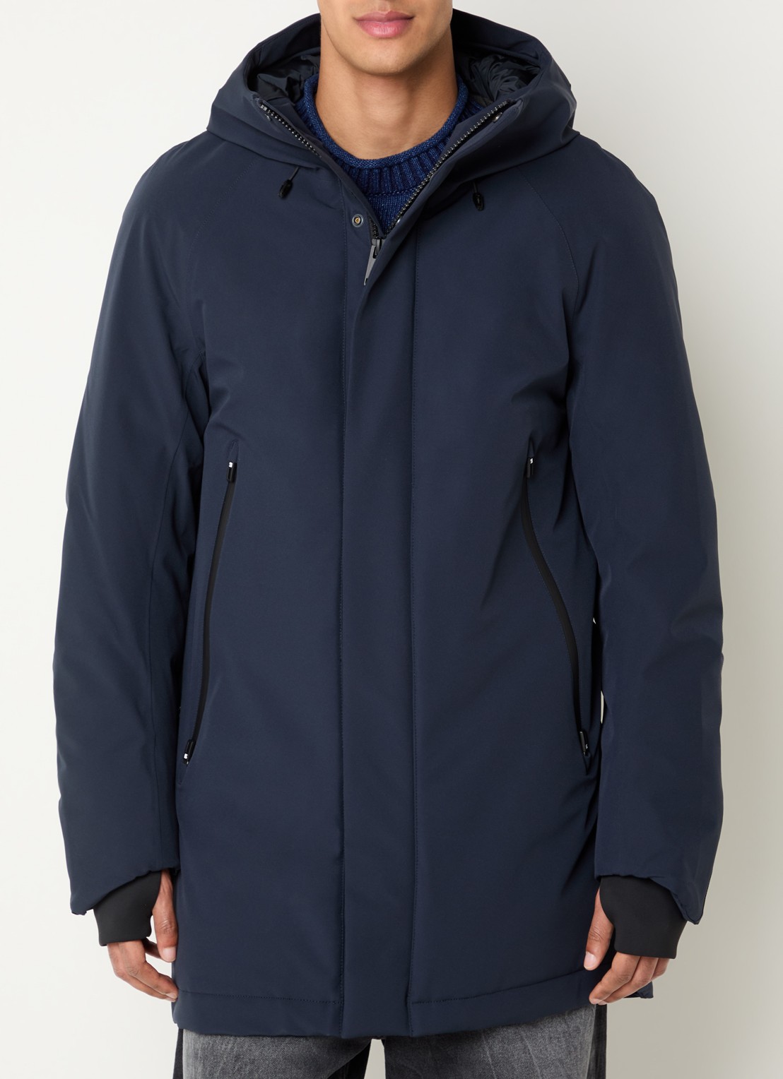 Krakatau Dsup gewatteerde parka met ritszakken  - detail donkerblauw